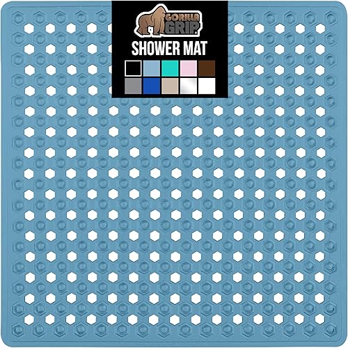 Vista 66 de Gorilla Grip - Alfombra de baño, ducha y bañera patentada, lavable a máquina, anti-bacteriana, sin BPA, látex, sin ftalatos, cuadrada, con agujeros