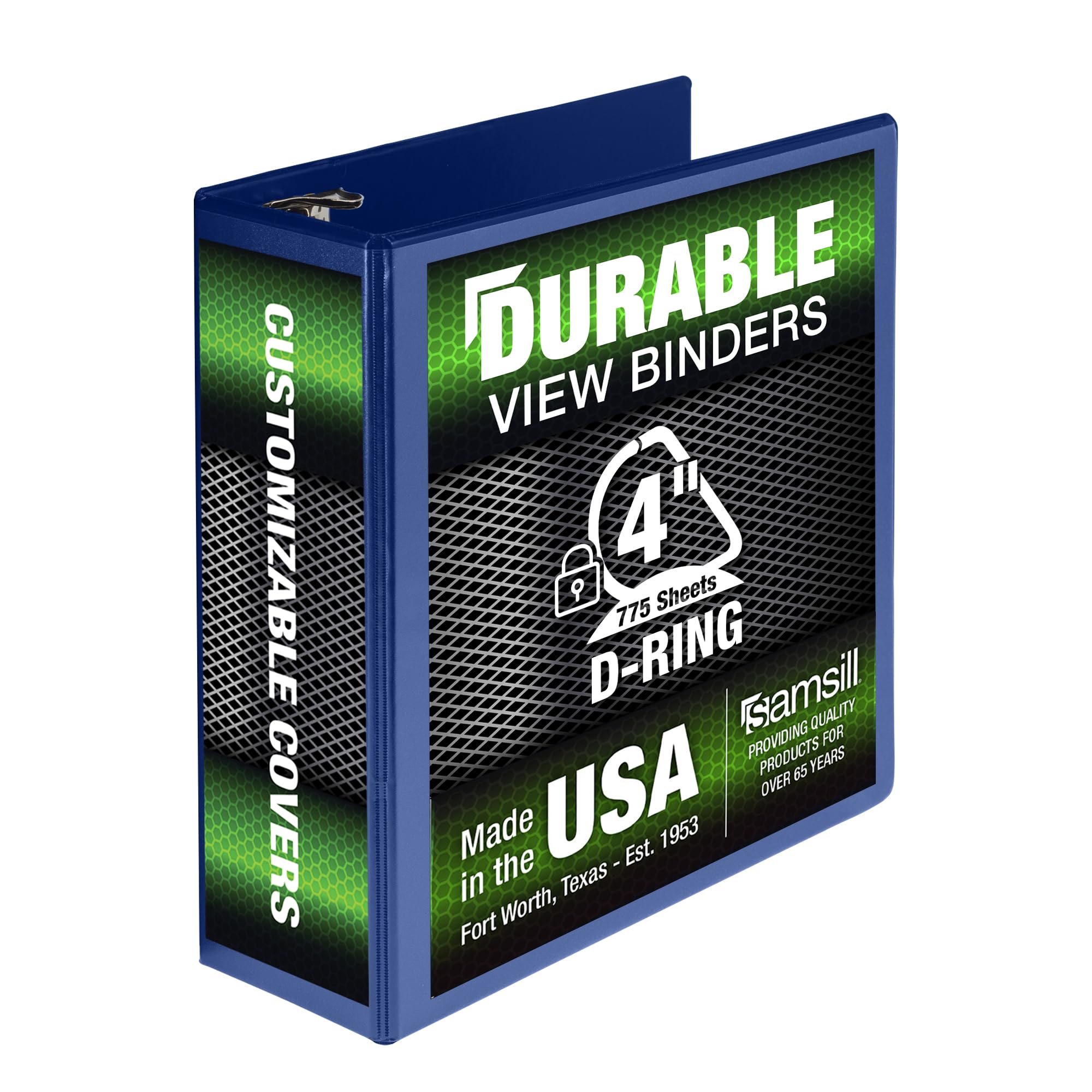 Samsill Durable Binder, Locking D Ring Binder, Customizable Clear View Cover, Dark Blue, Holds 775 Pages, 4 Inch (Pack of 6)