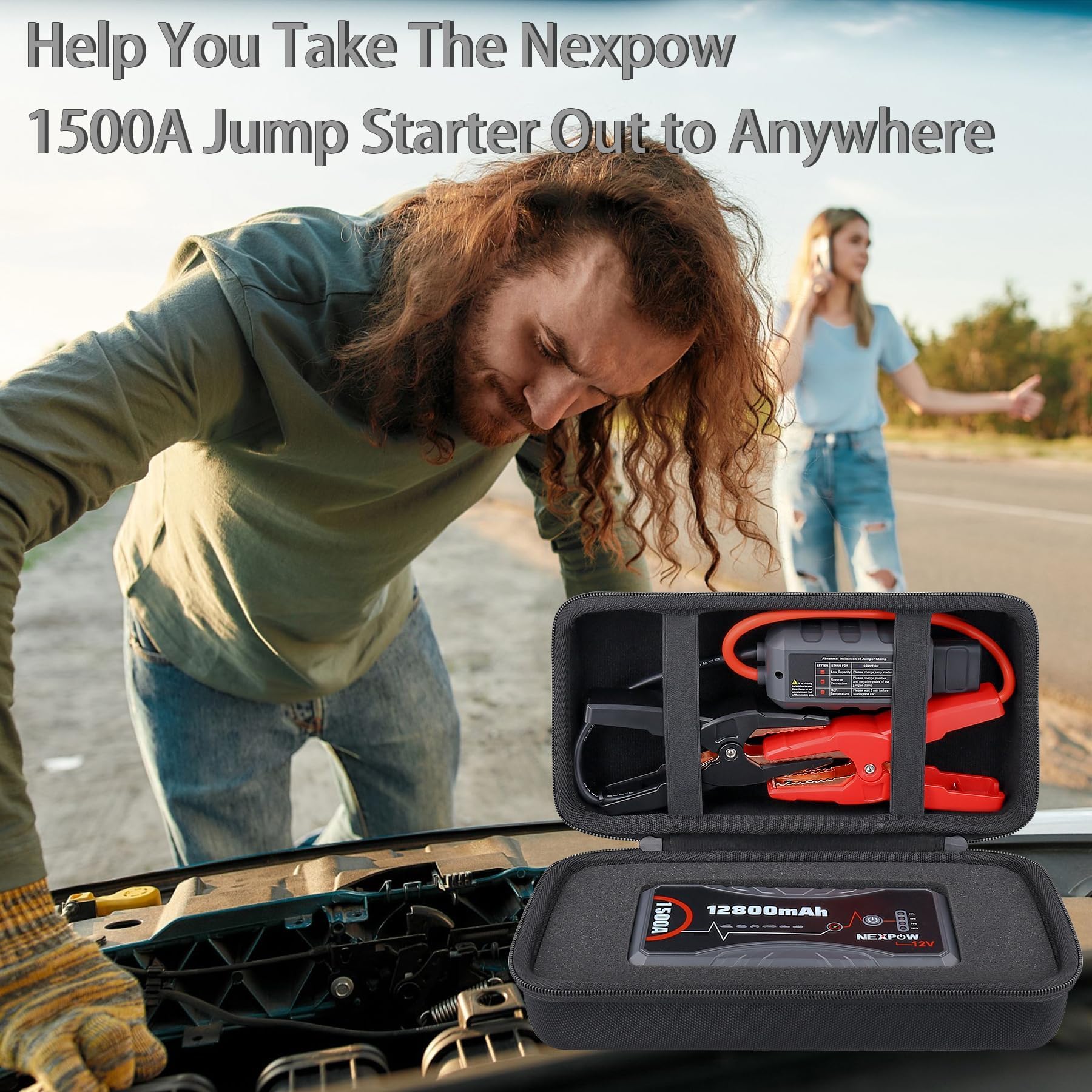 (Solo Custodia) Aenllosi Custodia Dura di Stoccaggio Compatibile con NEXPOW Avviatore Batteria Auto 1500A, Organizzatore Borsa per Booster Avviamento Auto.
