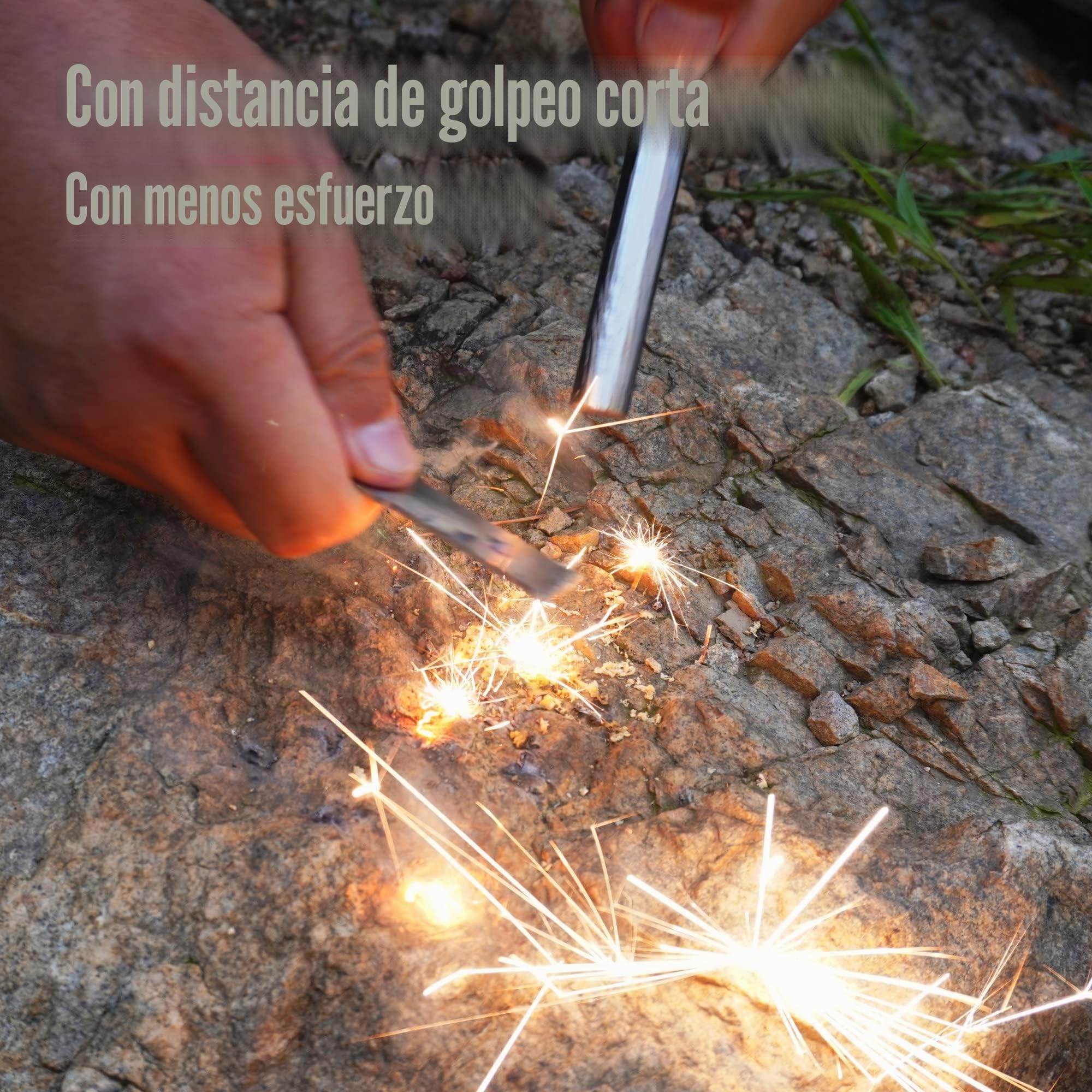Arrancador de fuego de varilla ferrocerio 4 pulgadas, mango de cuerda naranja 550 para camping