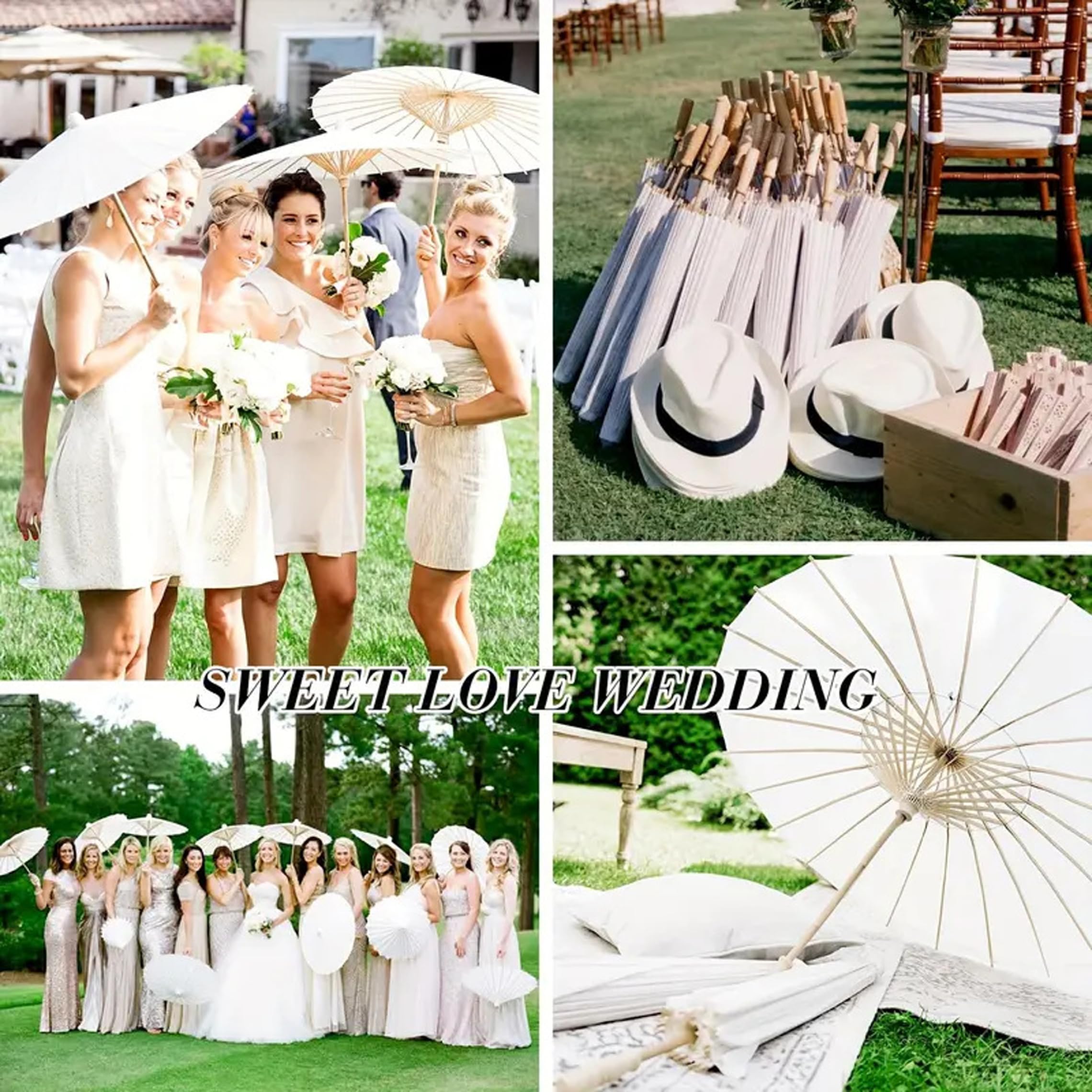 Sonnenschirme für Hochzeiten Papierschirme 6er-Set Sonnenschirme für Hochzeitsgäste Sonnenschutz & dekorative für Hochzeiten Weiß ø84cm/33.07inch