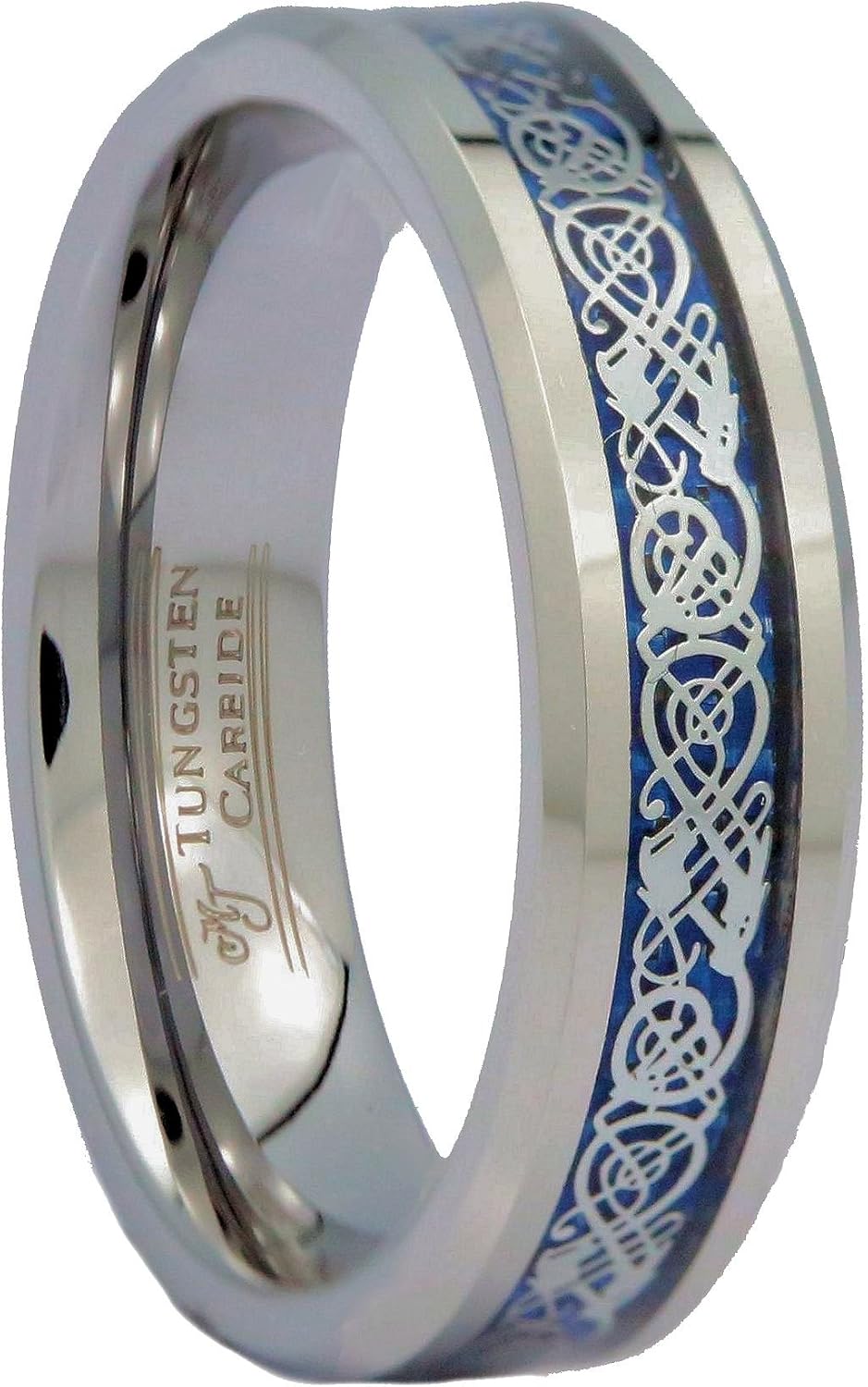 6 or 8mm Celtic Dragon Ring Various Design Colors and Plating Tungsten Carbide Comfort Fit Wedding Band