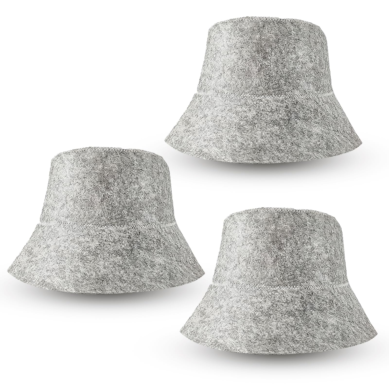 Rudfovn Women's White 3 Pcs Sauna Hat, Grey Wool Felt Hats Sauna Cap For Men