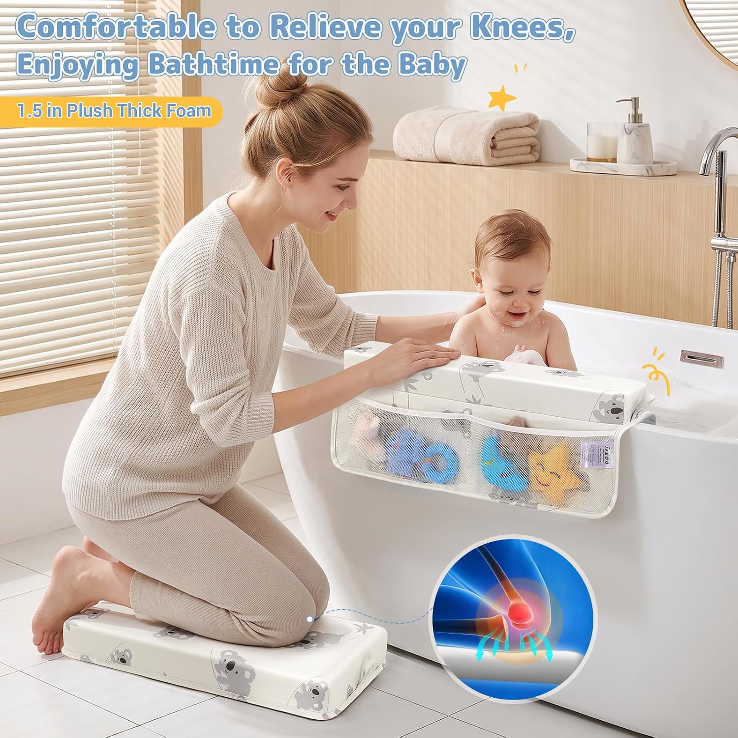 Comfortable Baby Bath Kneeler and Elbow Rest Pad Set - White image 2