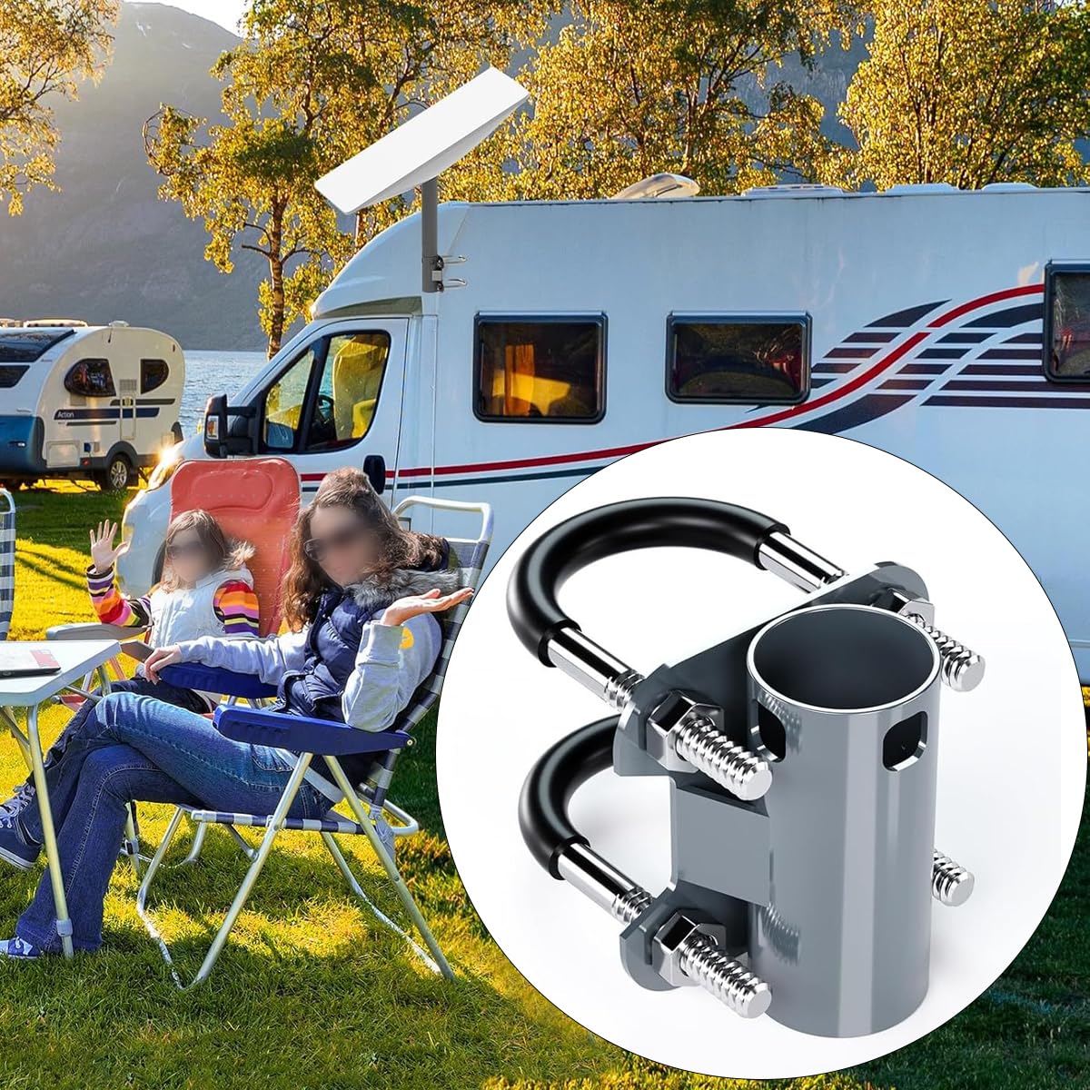 Sarini Palo di Montaggio Starlink per Kit Internet Starlink Satellite Portatile Staffa di Montaggio Starlink Supporto per Yacht da Viaggio per Camper da Campeggio sul Tetto