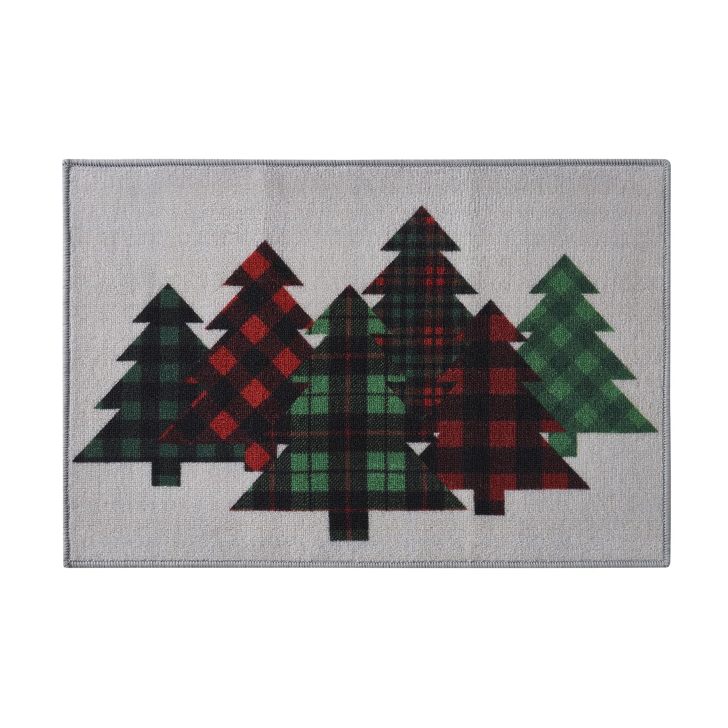VCNY Home Washable Scatter Rug - 20" x 30", Plaid Christmas Tree | Festive Holiday Home Decor | Stain & Water Resistant | Accent Rug for Entryway,