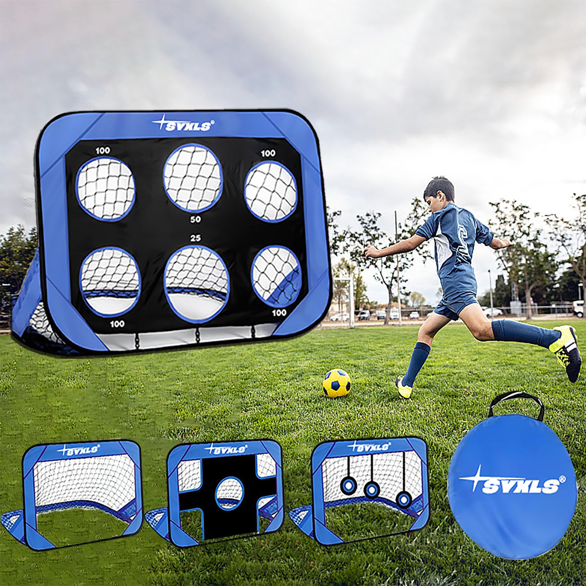 Buts de Football Pour Enfants, Buts de Football Pour Enfants 4 en 1, Portables et Détachables, Équipement d'Entraînement de Football Polyvalent Pour l'Intérieur et l'Extérieur