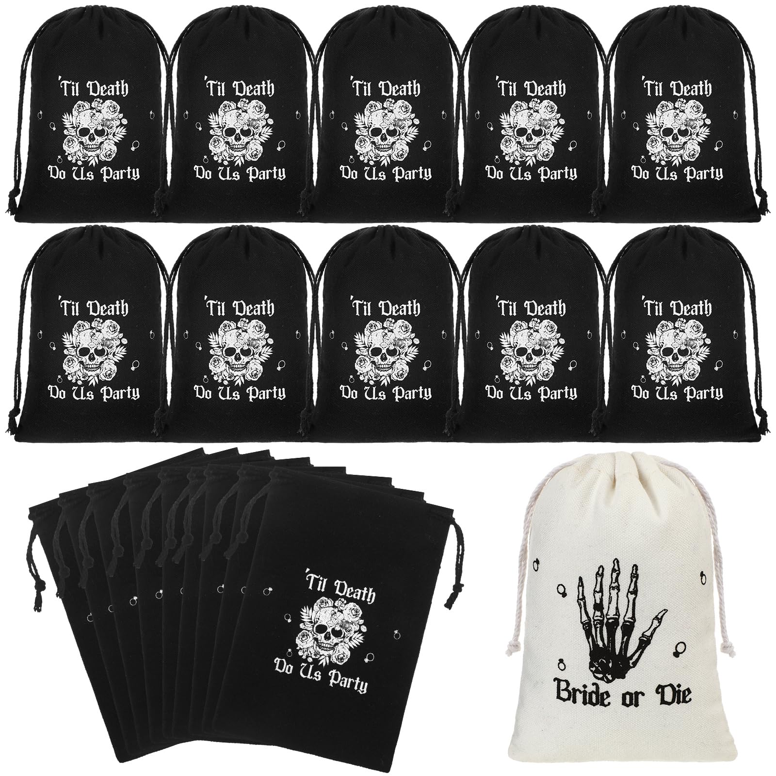 Paterr 20 Piece Set Hen Night 5" x 7" Bride or the Death Do Us Party Gothic Hen Night Gift Cotton Drawstring Wedding