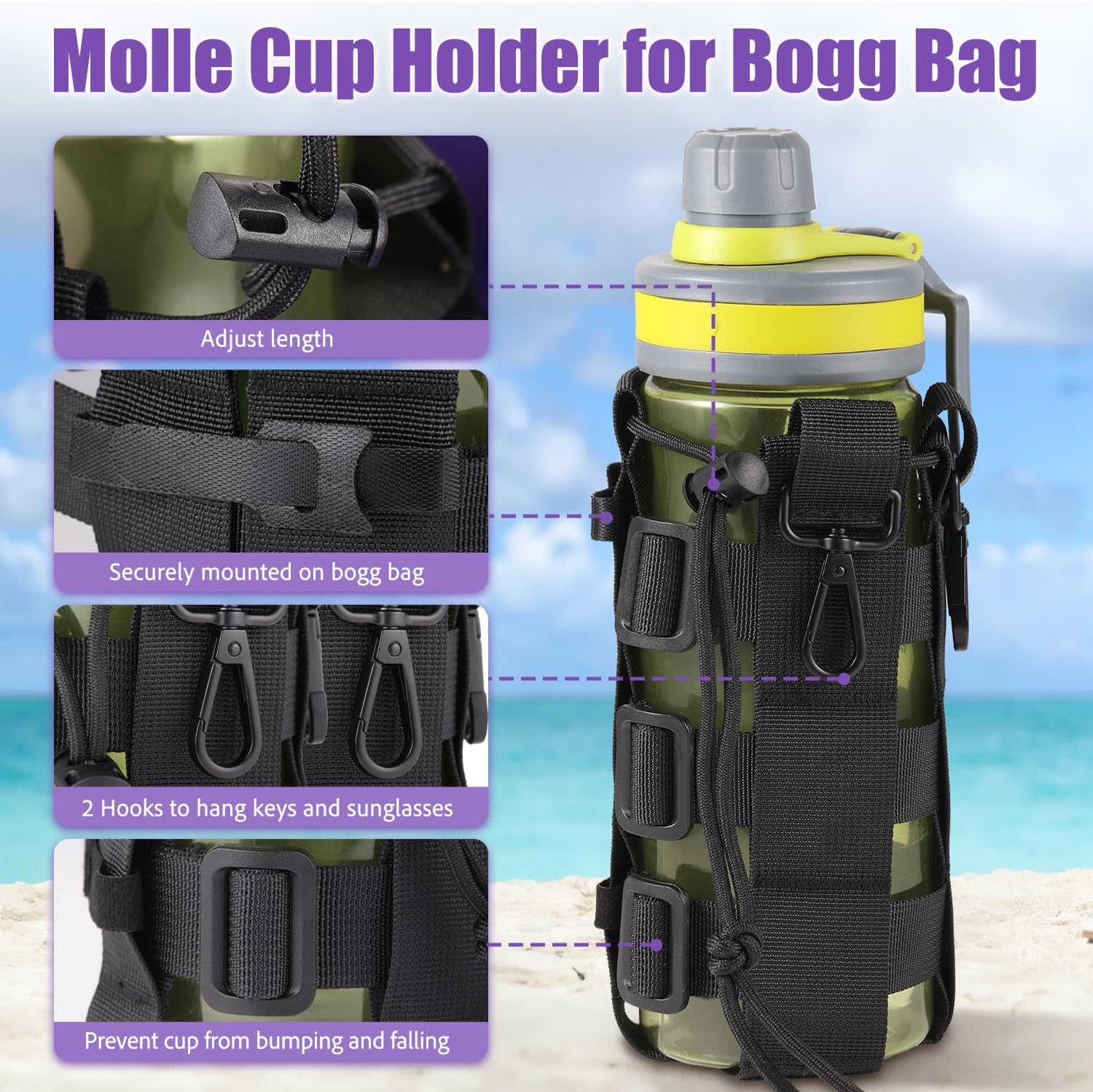 OUTXE 2 Pack Bogg Bag Cup Holder, OUTXE Bogg Bag Phone Holder, Silicone Cell Phone Holder Compatible with All Bogg Bags, Cell Phone Holster for Bogg Bag