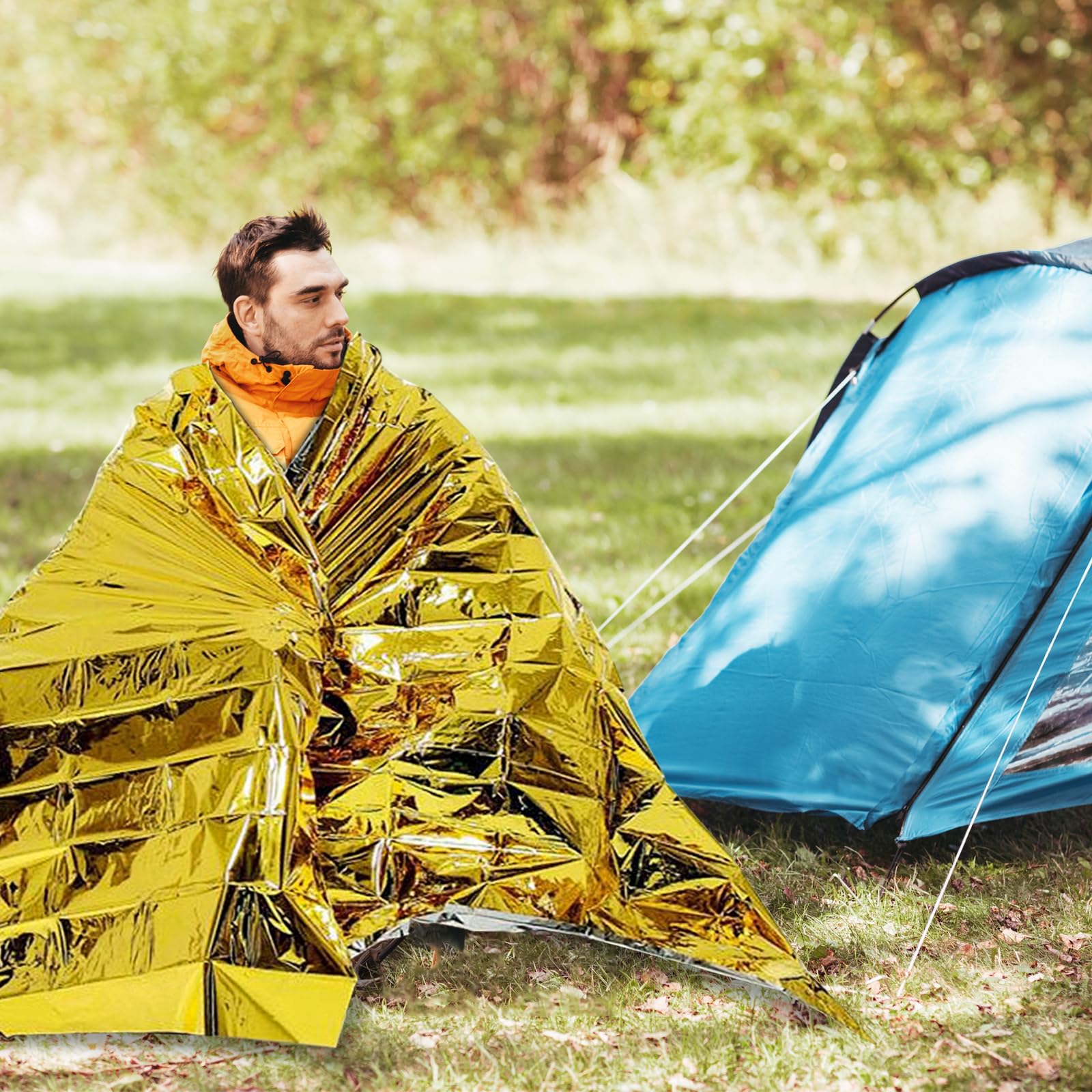 5 Couvertures de Survie Thermique Urgence (130 x 210 cm), Couverture d'urgence pour l'extérieur, Idéal pour Camping, Randonnée, Premiers Soins