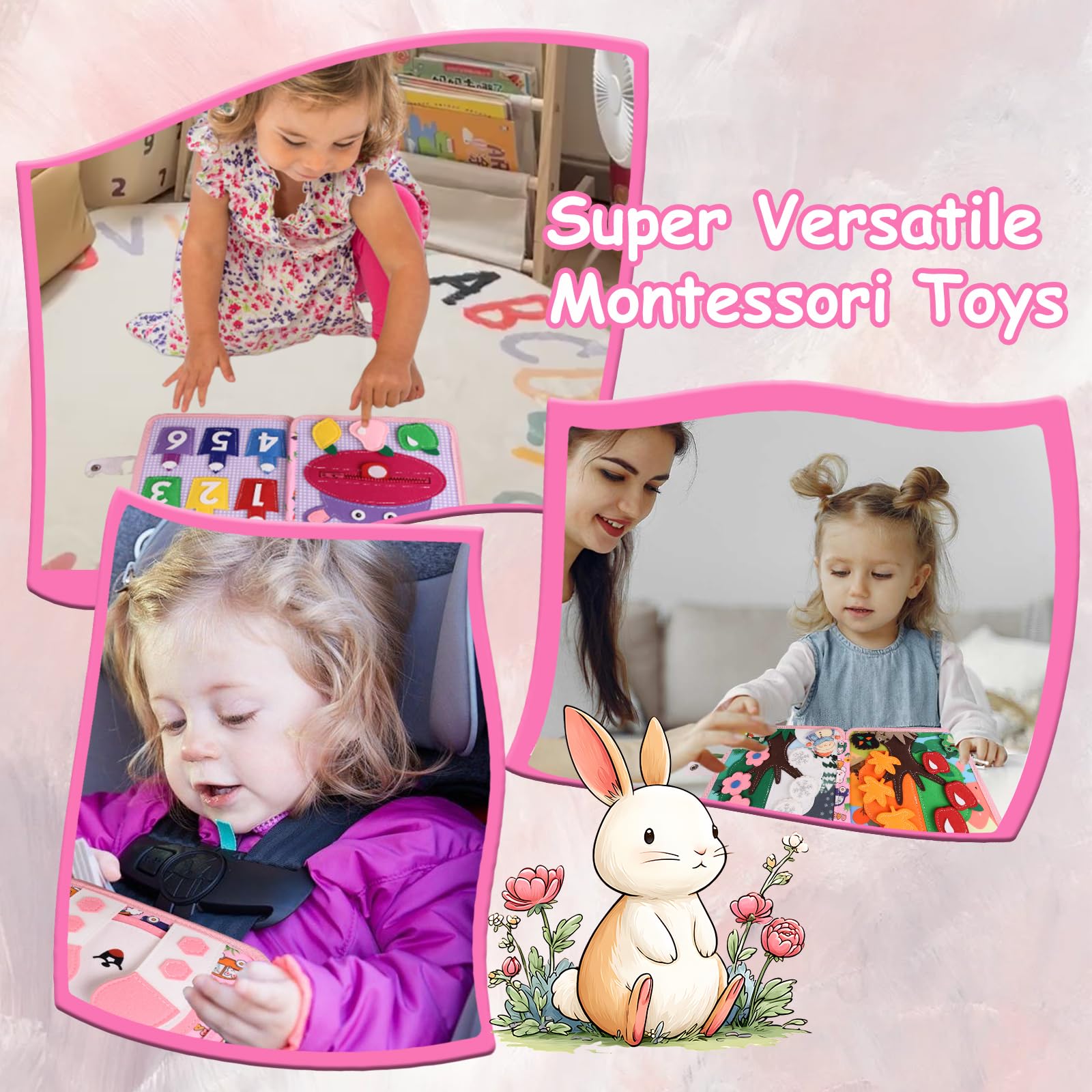 Busy Board Montessori,Juguetes Niños 1 Año Libro Interactivo, 16 en 1 Busy Board de Actividad,Quiet Book-Libro Sensorial Bebe,Regalo Bebe Educativo para niños 1 2 3 4 5 6 Niños Niñas