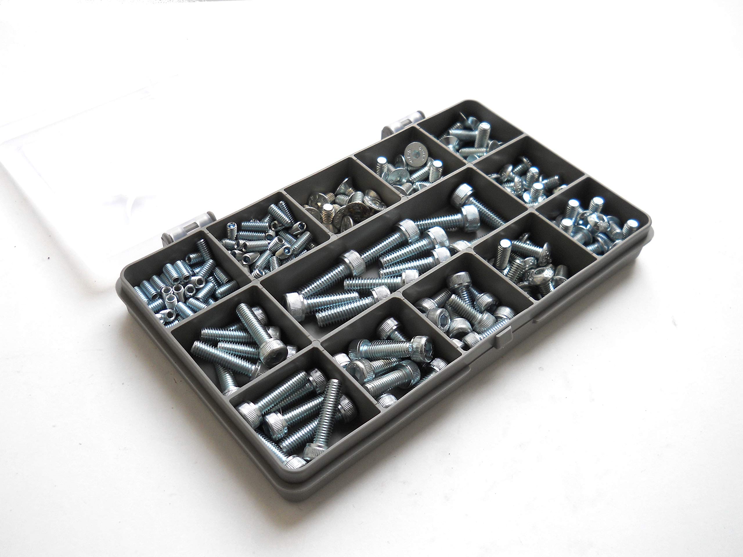 Monkeyjams' Shed Bike Bolt Kit -206 Assorted Allen Socket Screws for Bicycles- Zinc Plated High Tensile (Strength) Steel; Sturdy Recycled Compartment Box