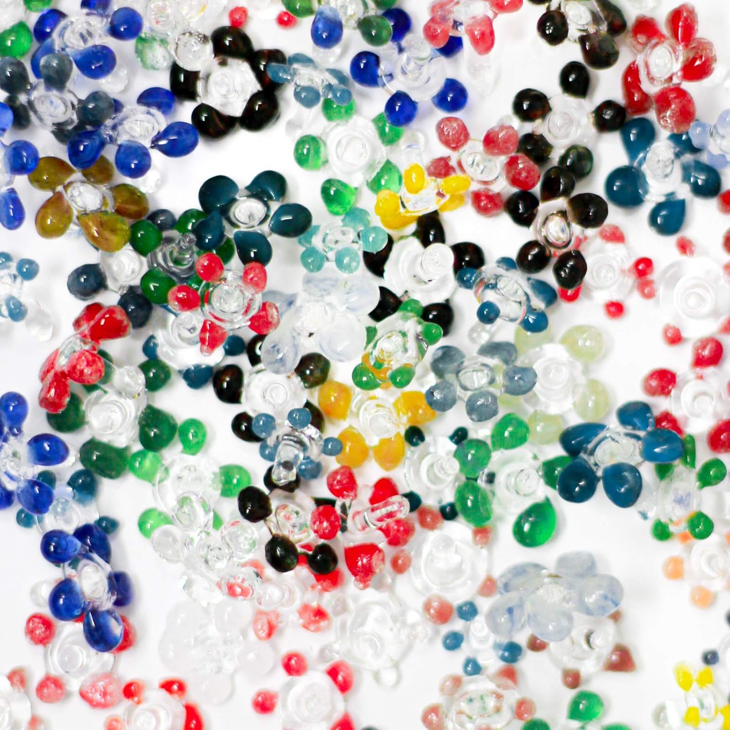 25x Higher Quality Daisy Style Hand-Blown Glass Beads Screens Decorative Gems Thicker Consistently Sized (1/4" to 3/8" inches) Assorted Colors