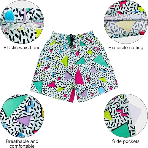 Miniatura 3 de ATAMET Pantalones cortos de los años 80 para hombre, pantalones cortos de natación de los años 90, pantalones cortos de fiesta de verano de los años