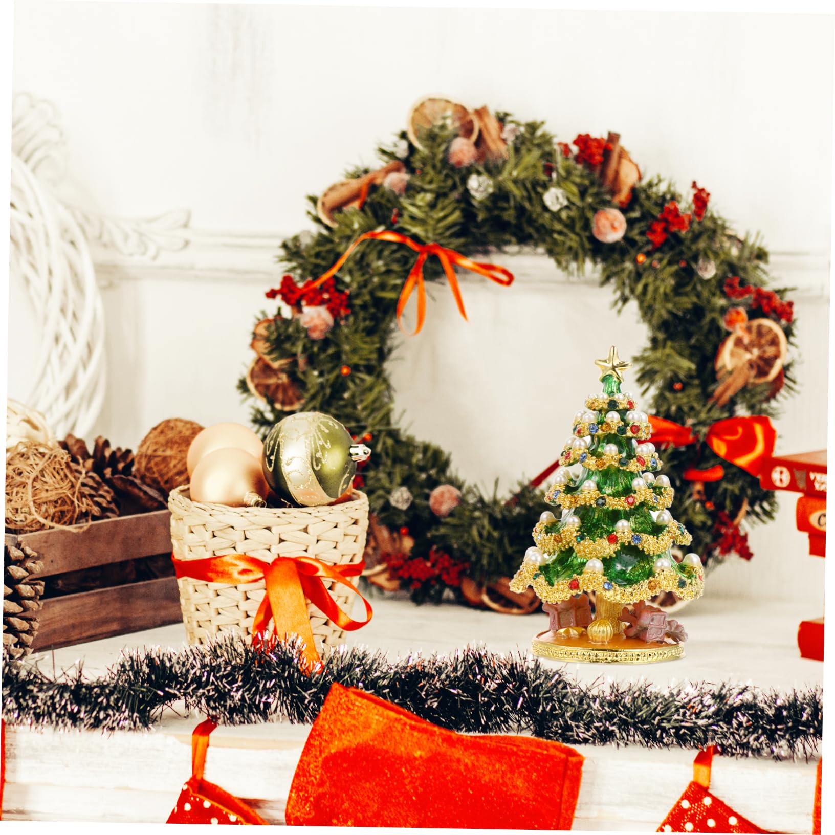 Amosfun 5 Bandejas Lisas para Guardar Joyas Decoración Navideña Caja para Guardar Baratijas Artículos Navideños para El Hogar