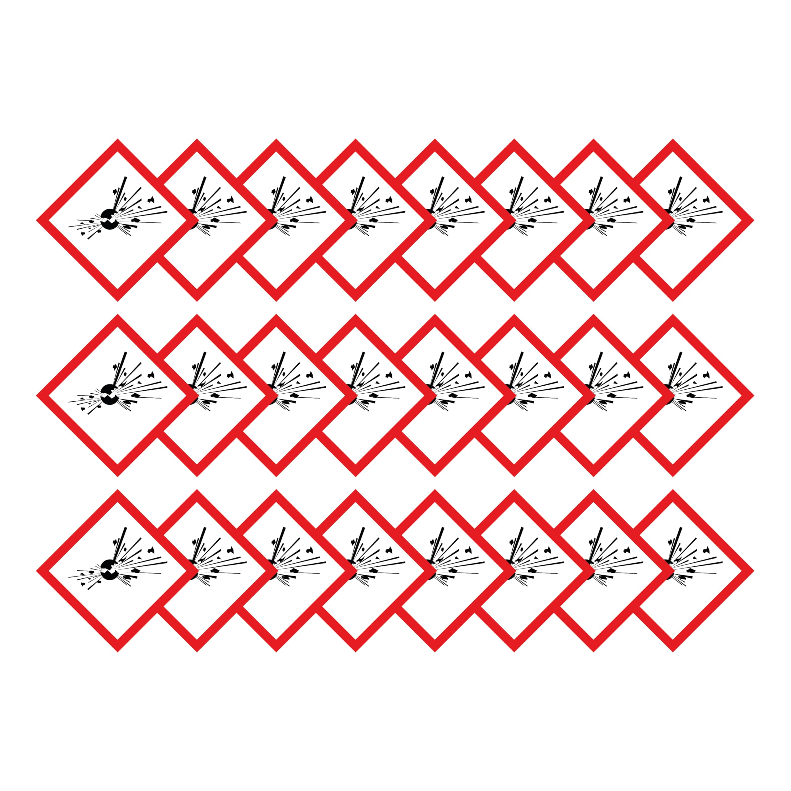 Explosives Warning Hazard Diamond Multi Pack 100mm x 100mm Strong Adhesive Vinyl Stickers for Safety (24)