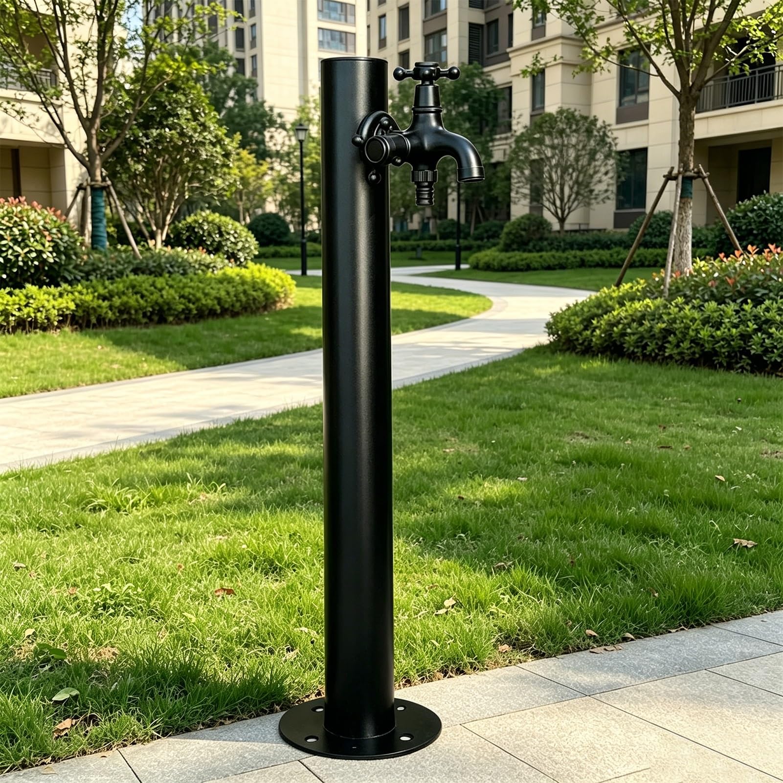 Outdoor Garden Water Column, 304 Stainless Steel Floor Mounted Hydrant Water Tap, Freestanding Water Pillar Faucet Stand for Villa Courtyard Park Pool