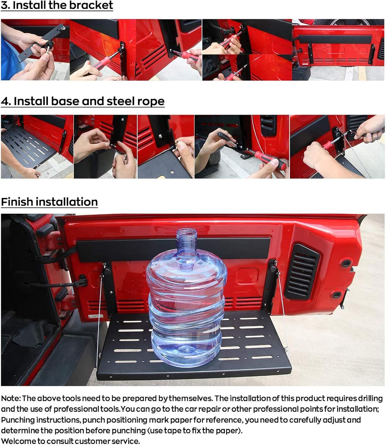 CheroCar for Jeep JK Tailgate Table Rear Foldable Cargo Shelf for 2007-2018 Jeep Wrangler JK JKU, Aluminum Alloy, Storage Rack Accessories