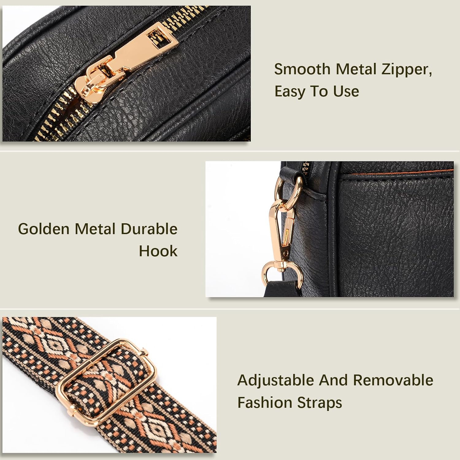 Quilted Crossbody Bags for Women,Trendy Vegan Leather Small Crossbody Purse Women's Shoulder Handbags with Wide Strap - Image 2