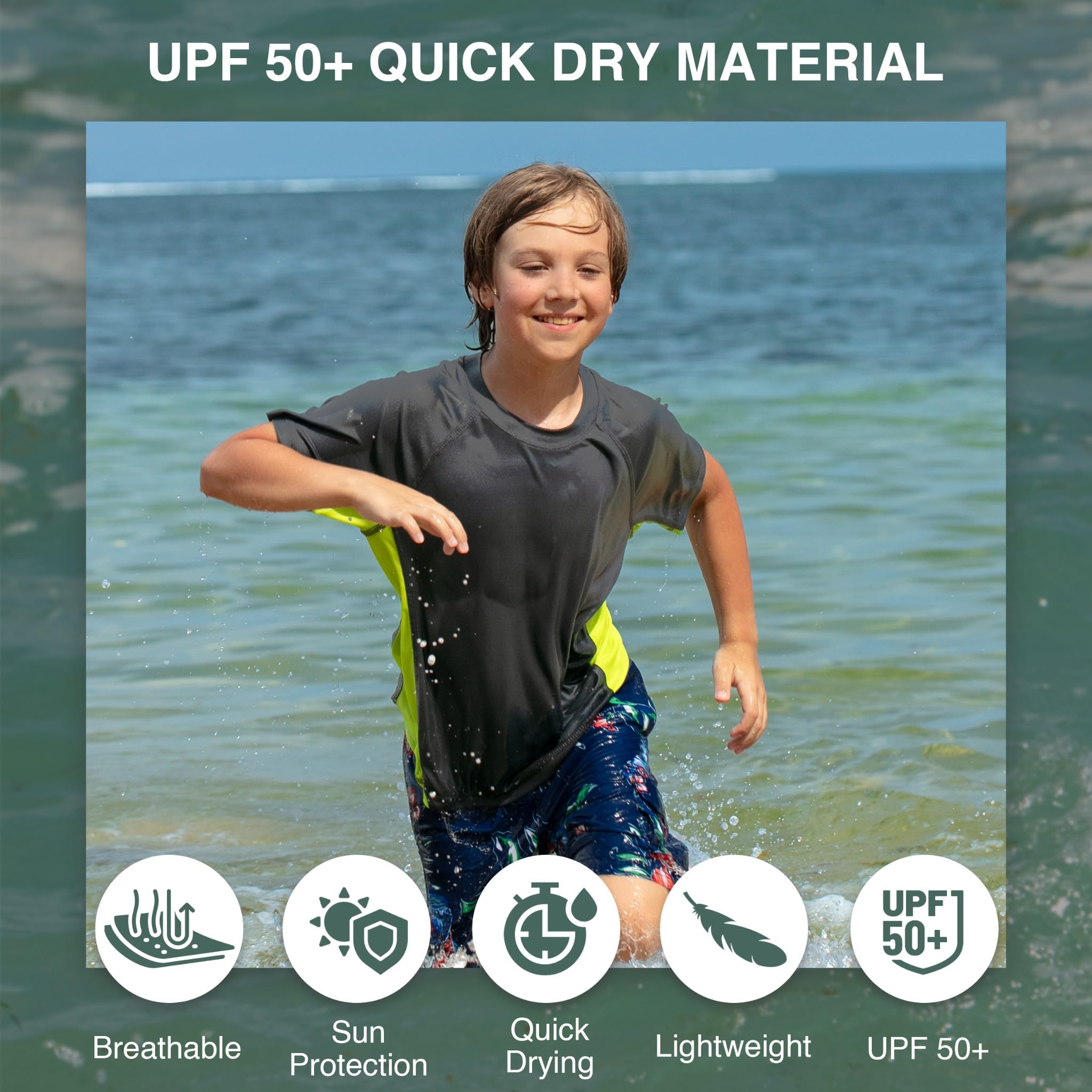 Kanu Surf Boys' Color Block UPF 50+ Swim Tee
