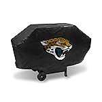 Rico Industries NFL Jacksonville Jaguars Black Deluxe Grill Cover Deluxe Vinyl Grill Cover - 68 Wide/Heavy Duty/Velcro Staps