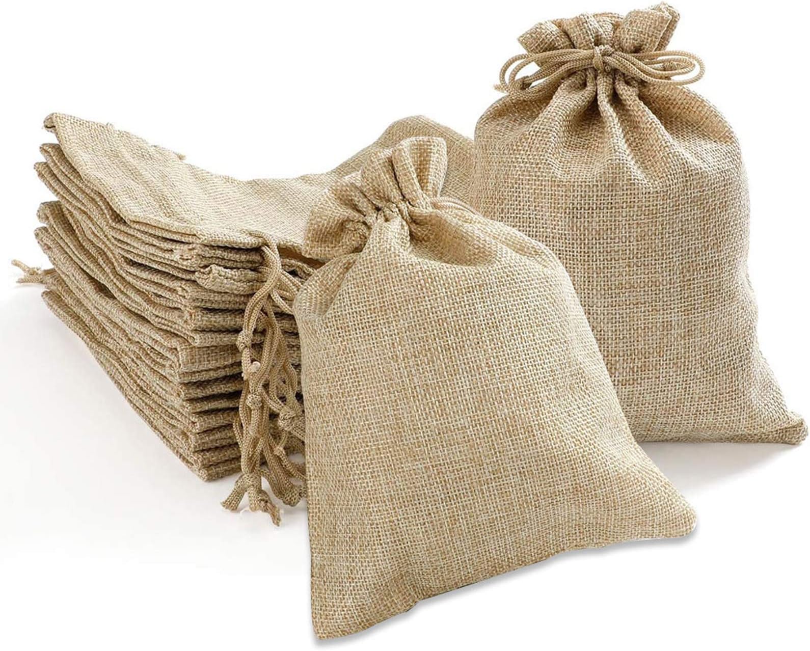 FOGAWA 20Pcs Hessian Bags with Drawstring Christmas Burlap Bags Burlap Gift Bags Jute Sacks Advent Calendar Bags Linen Jewelry Pouches for Wedding Birthday Party DIY Crafts Candy Favors 19.5 x 15cm