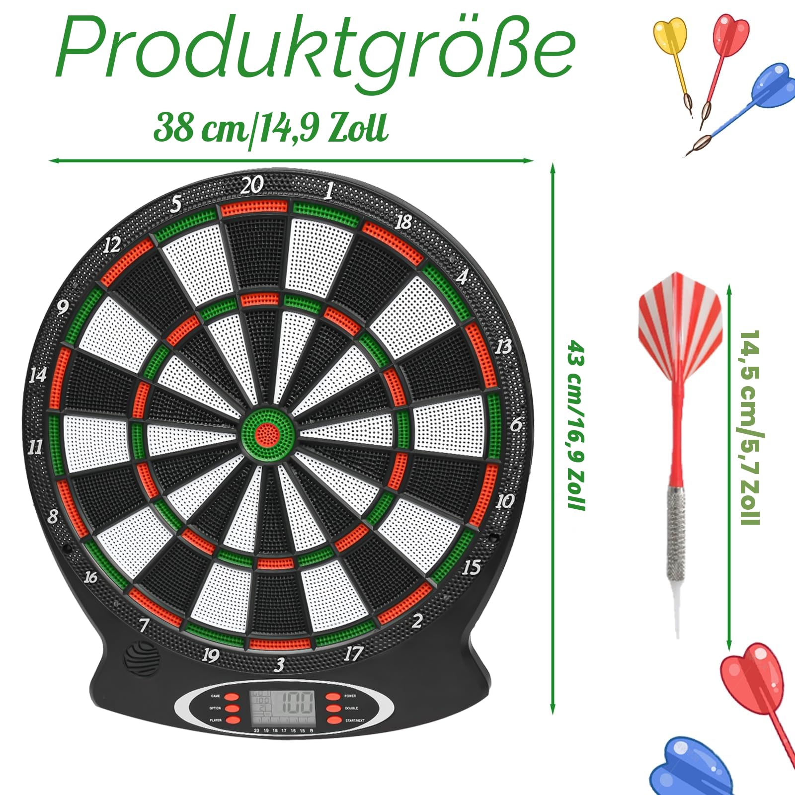 Elektronische Dartscheiben für Erwachsene und Kinder mit digitaler LED-Punkteanzeige und Soft-Tip-Dart-Spitzen, automatisches elektronisches Punktespiel mit 28 Spielen, 159 Modi, geeignet