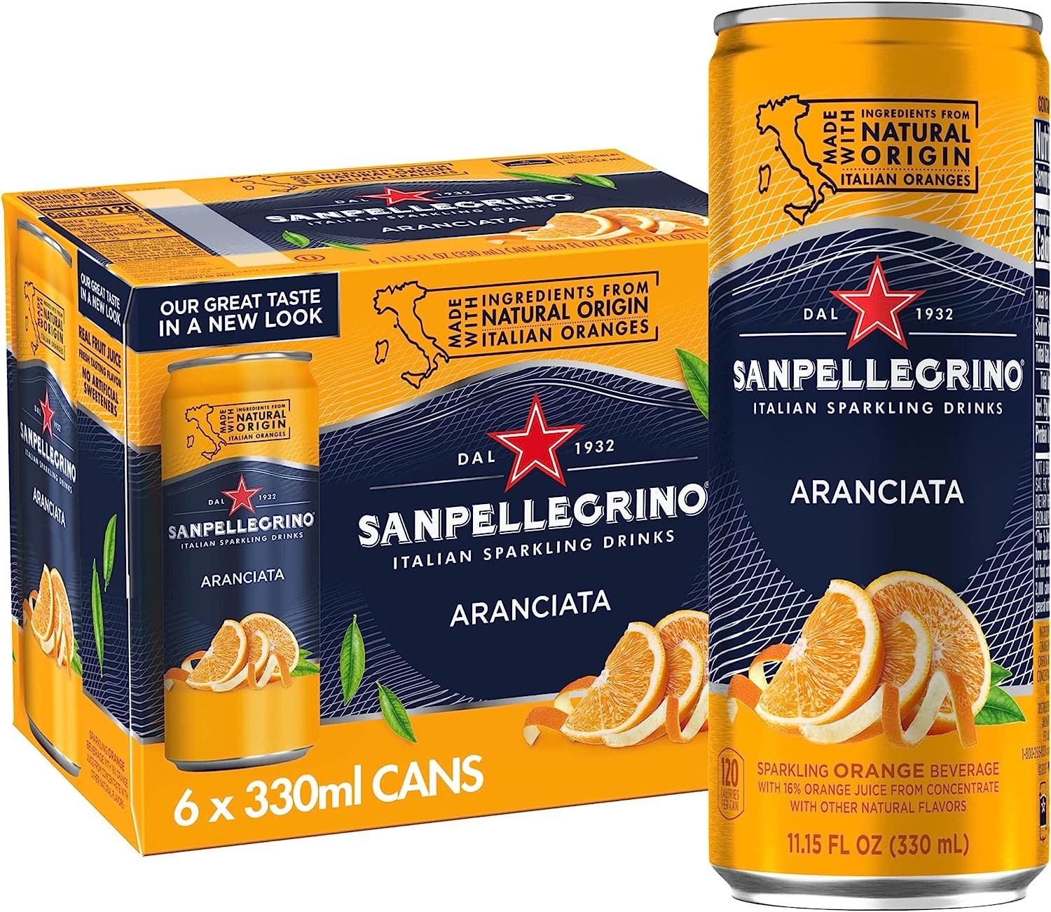 L'Aranciata Lot de 72 boîtes de 330 ml San pellegrino Orange Limonade Original Orange + Italian Gourmet Polpa 400 g