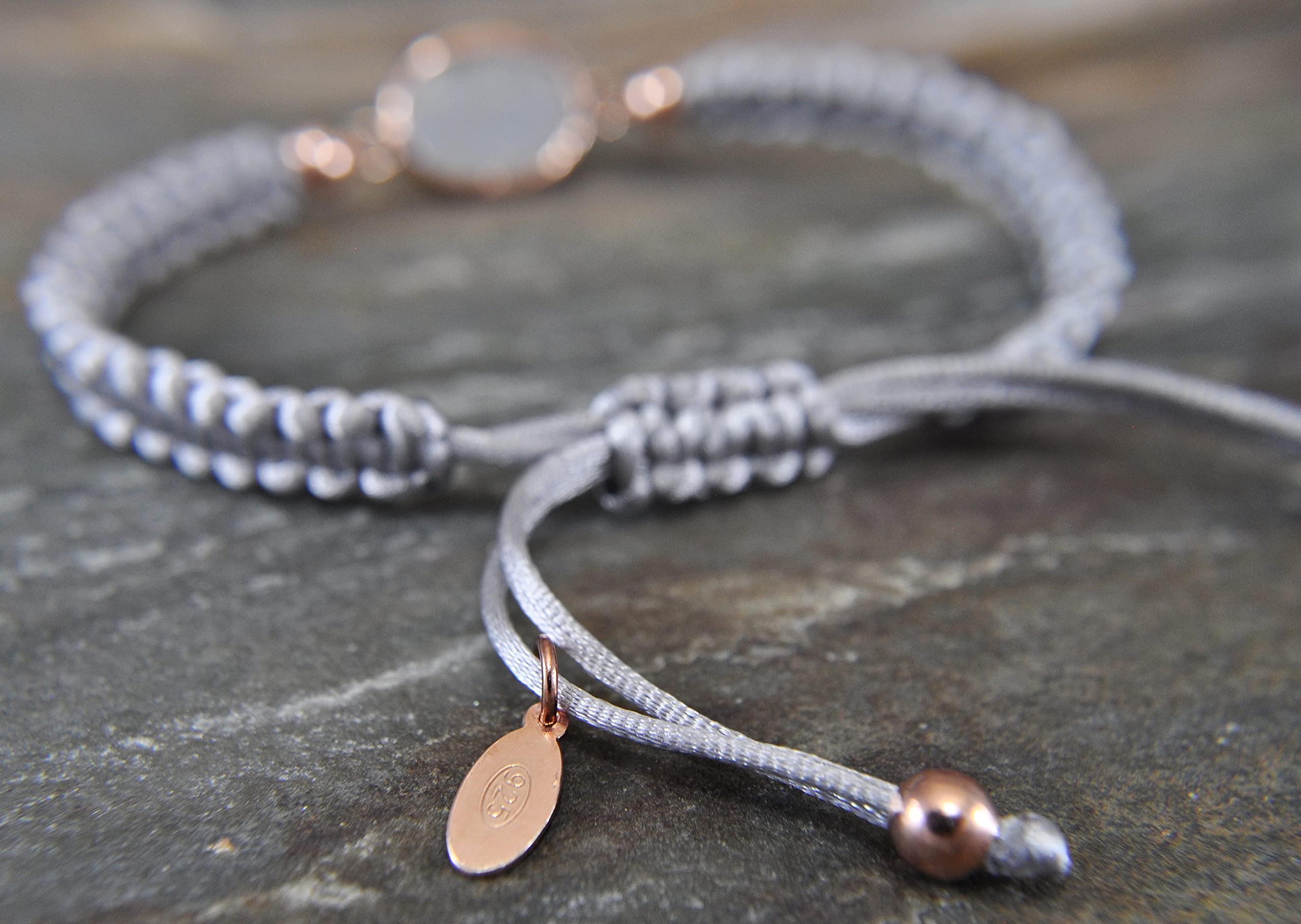 925 Silber - Mondstein - geflochtenes Armband - Makramee - Perfektes Geschenk - Einzigartig - Geschenk für Sie - Weiß - Muttertagsgeschenk - Anpassbar - Geschenk - Handmade