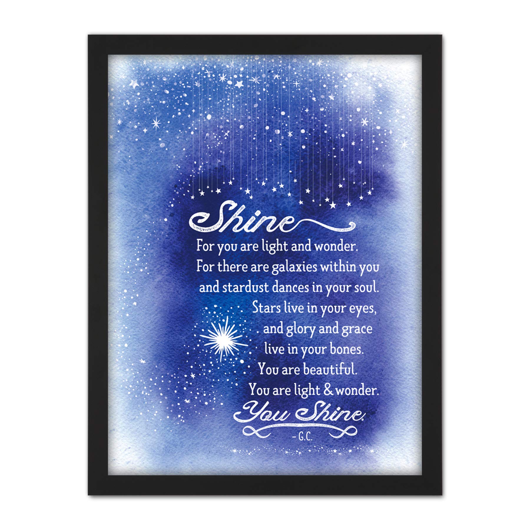 Wee Blue Coo Quote Shine Stars Artwork Framed Wall Art Print 18X24 Inch