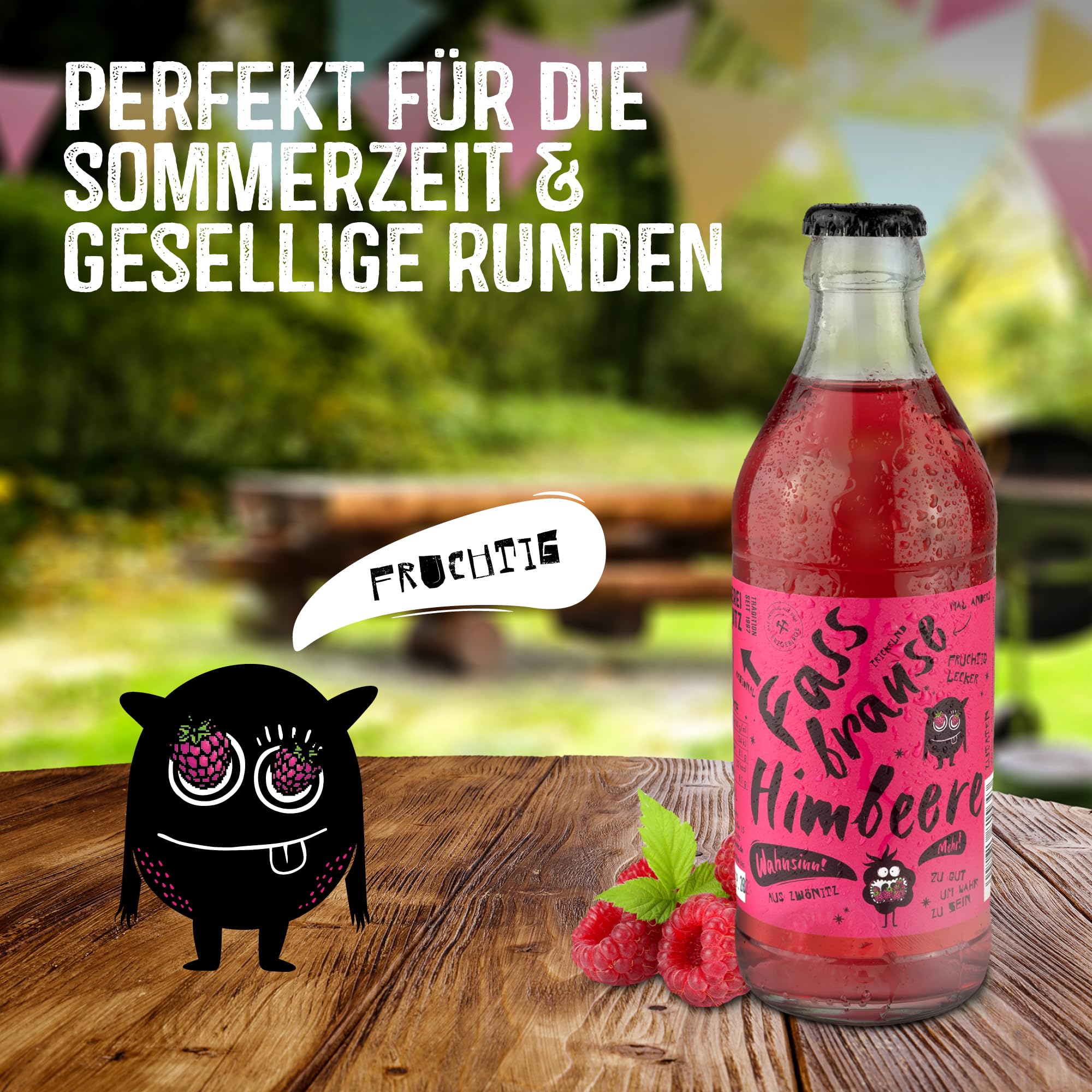 Brauerei Zwönitz Fassbrause Himbeere 18er Pack / 0,33 Liter Flaschen Himbeer Brause/Erfrischende Brause Limo aus Sachsen