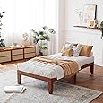 Mellow Marley 14 Inch Solid Wood Platform Bed with Paneled Headboard, Ebony Black, Twin