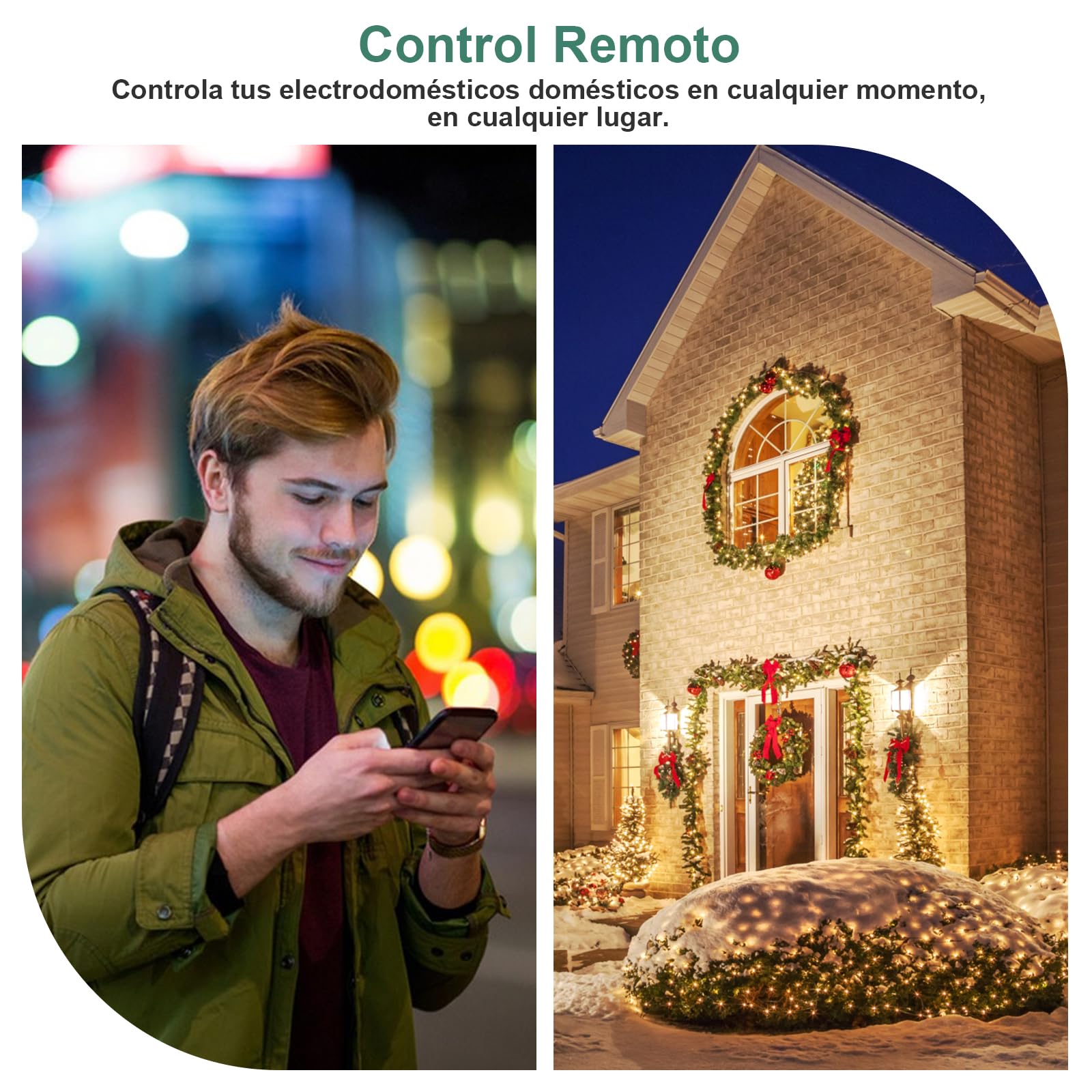 EIGHTREE Enchufe Inteligente Exterior Impermeable IP44 Con Monitorización de Consumo Energético, Enchufe Wi-Fi Compatible con Alexa, SmartThings y Google Home, Control Remoto y Voz, 2.4GHz WiFi, 16A
