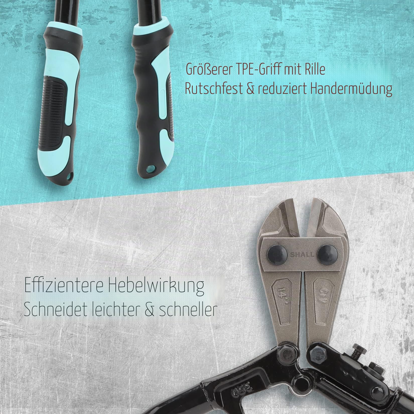SHALL 3-teiliges Bolzenschneider-Set, 14" Hochleistungs-Bolzenschneider, 8" Drahtschneider, 8" Drahtseilschere, Sicherheitsschloss, effizienterer Hebel und verstellbare Öffnung, inklusive Tragetasche
