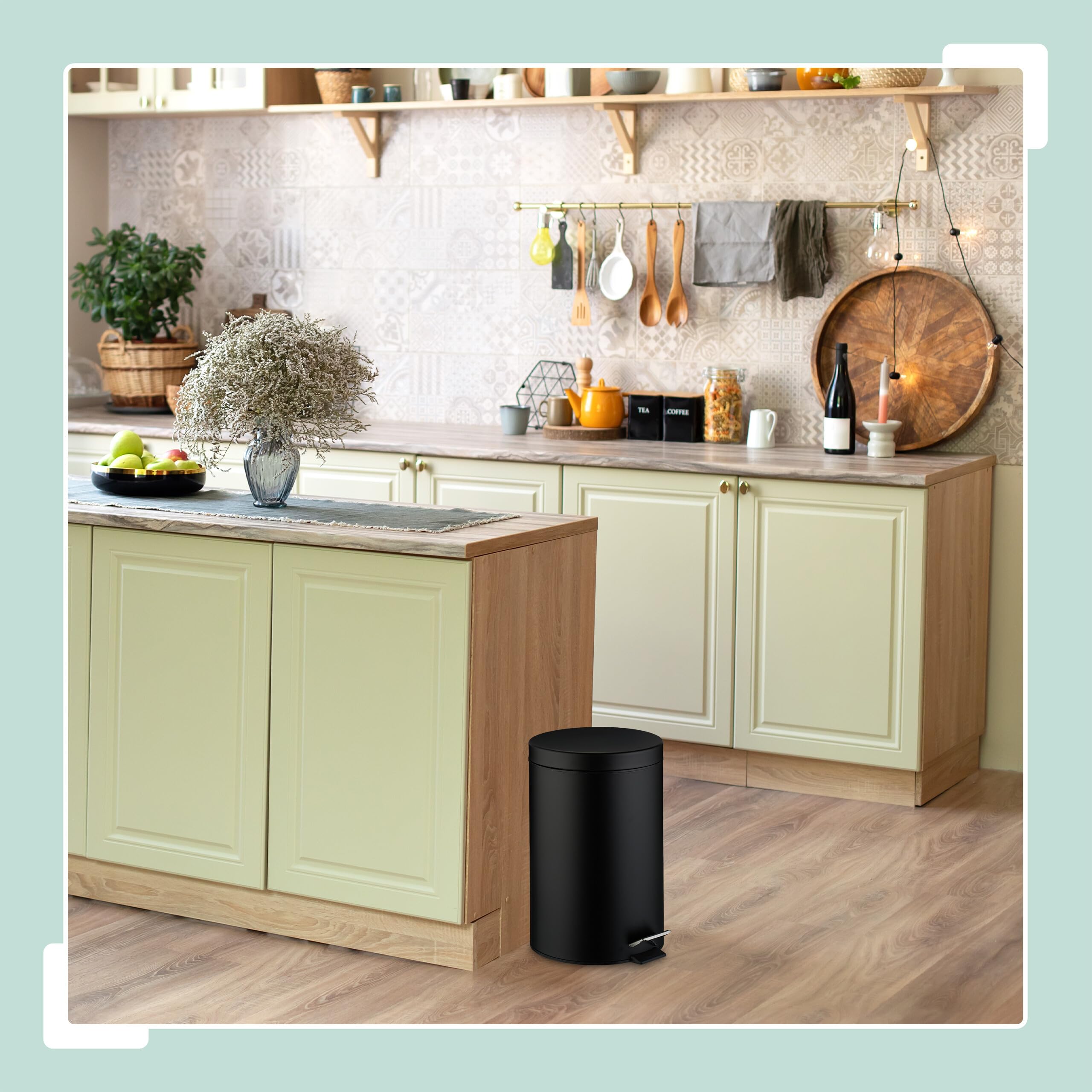 Relaxdays Pattumiera Cucina a Pedale, Cestino da 20 L con Secchio Interno Rimovibile, Cesto con Coperchio, Acciaio, Nero