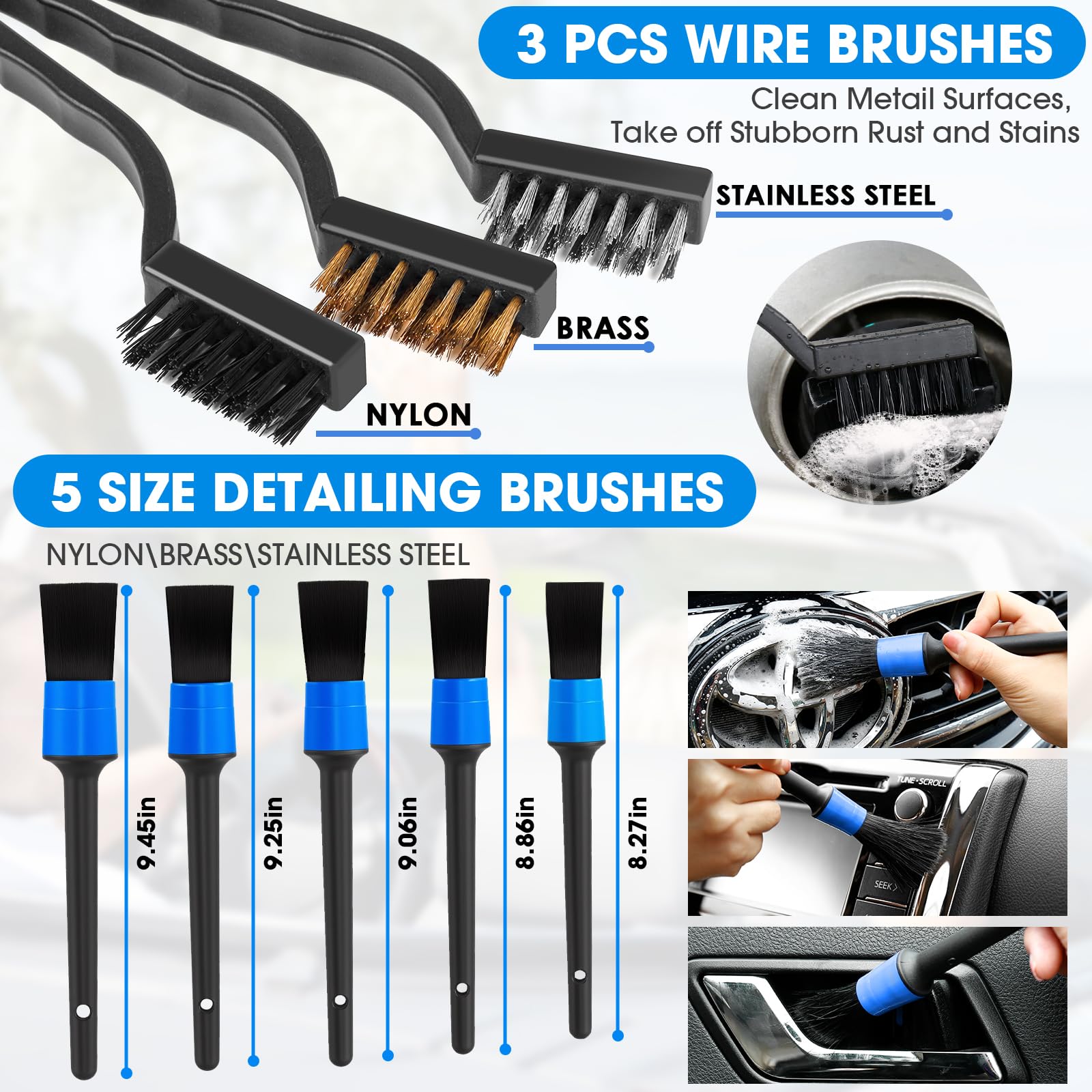 Kit di Pulizia per Interni dell'auto, 25 Pezzi, con aspirapolvere Portatile ad Alta Potenza, Set di spazzole per Pulizia del Parabrezza, Gel per la Pulizia Professionale, per Uomini e Donne