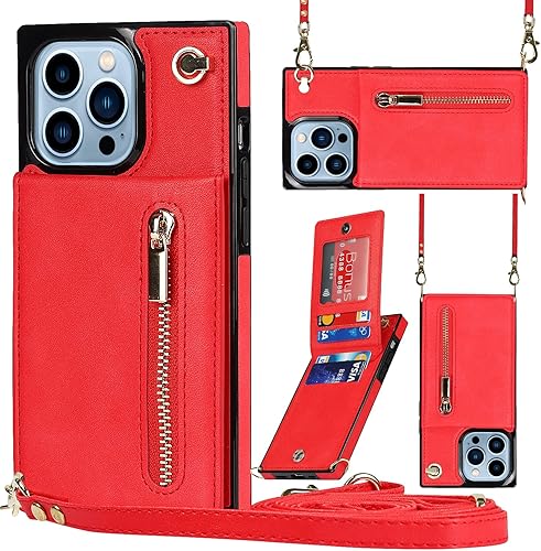 Miniatura 7 de Newgoodcase Funda compatible con iPhone 13 Pro Max de 6.7 pulgadas, a prueba de golpes, con cremallera, bolsillo y correa de hombro, elegante funda
