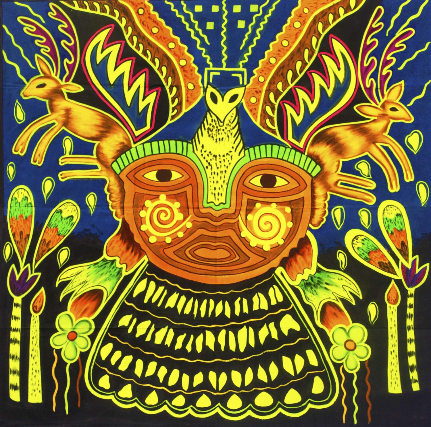 Amazon.co.jp: ImZauberwald UV Huichol シャーマン絵画 39x39インチ  