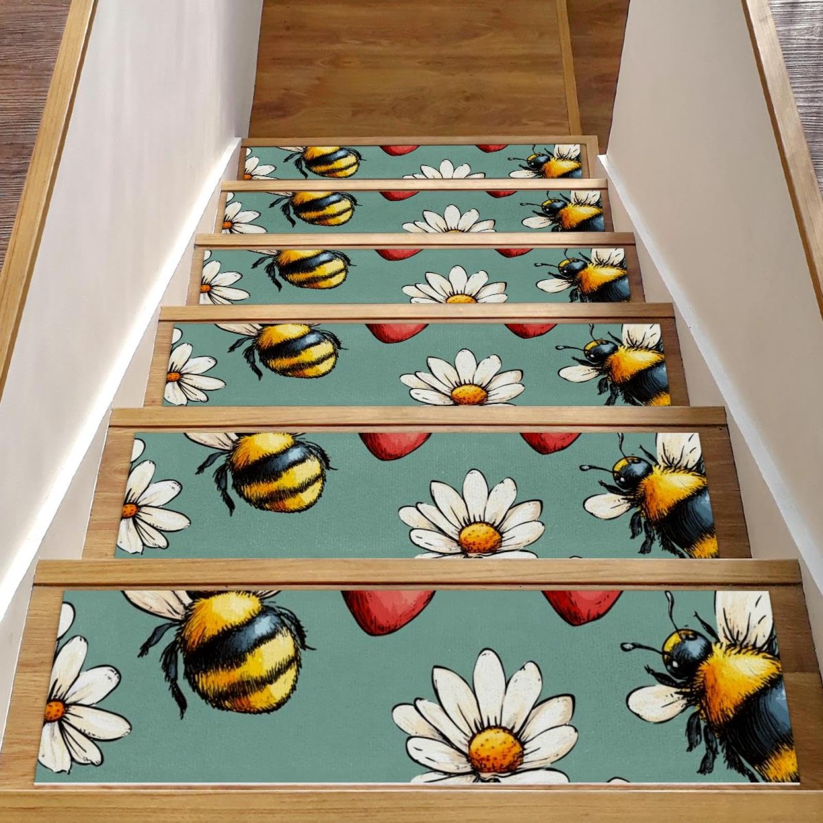 Tapis d'escalier antidérapant sans résidus lavable et réutilisable pour marches intérieures