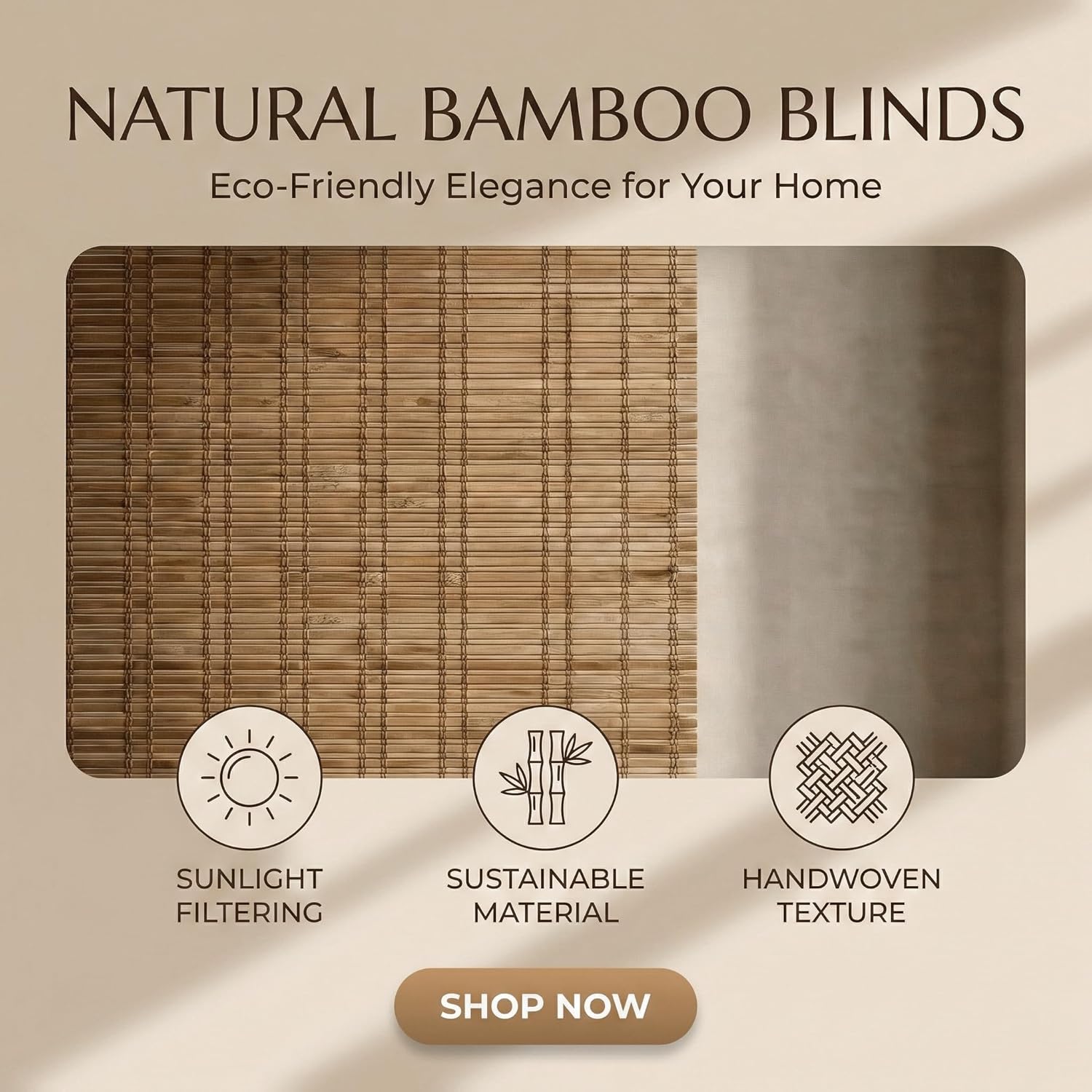 21" W x 80" H, Cordless Bamboo Roman Shades, Bamboo Shades for Indoor Windows, Natural Woven Window Shades with Valance for Patio, Doors. Natural,