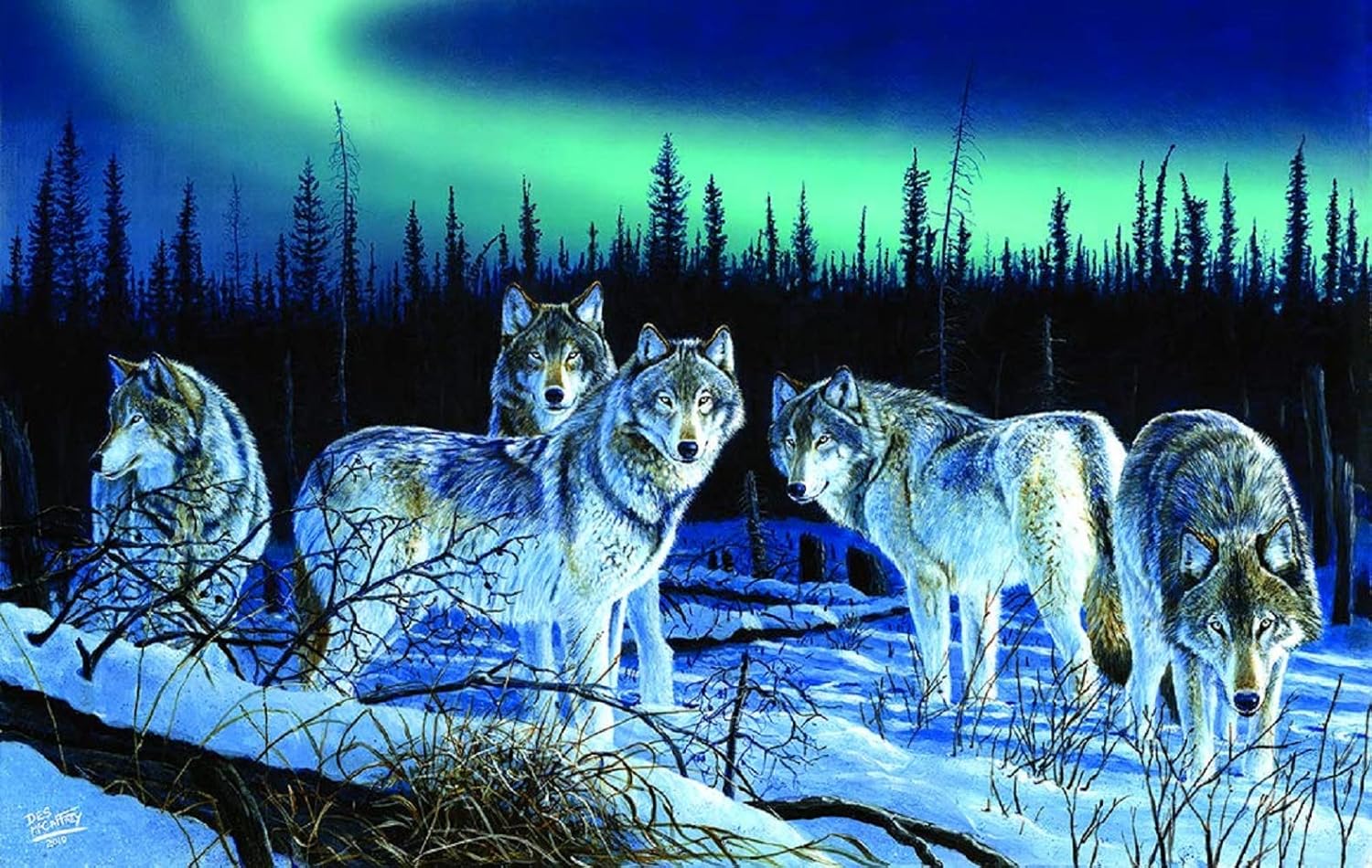SUNSOUT INC - Hunters Light - 550 pc Jigsaw Puzzle by Artist: Des McCaffrey - Finished Size 15" x 24" - MPN# 45349