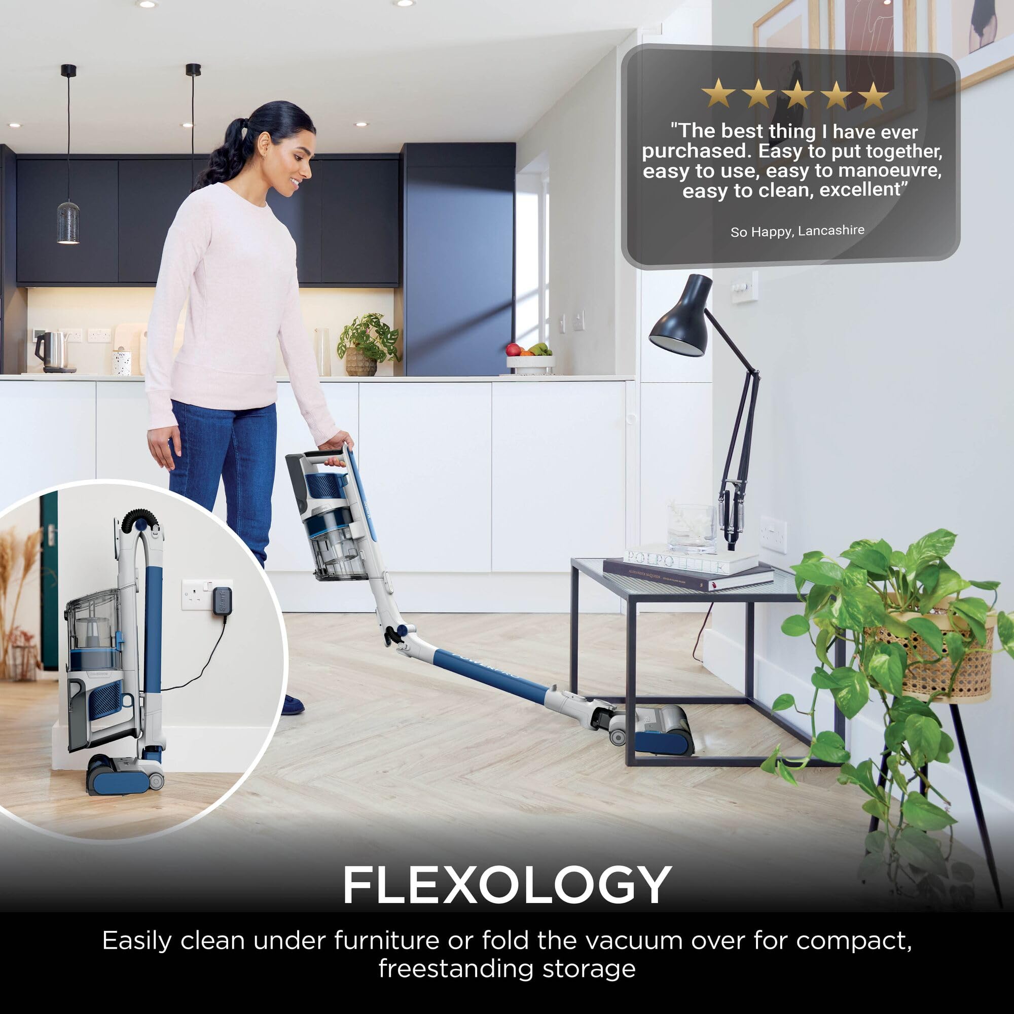 Shark PowerPro Cordless Stick Vacuum Cleaner, Lightweight, Floor Detect Technology, Anti-Hair Wrap Technology, Anti-Allergen Complete Seal, Flexible, Handheld mode, Navy Metallic, IZ380UK — view 10