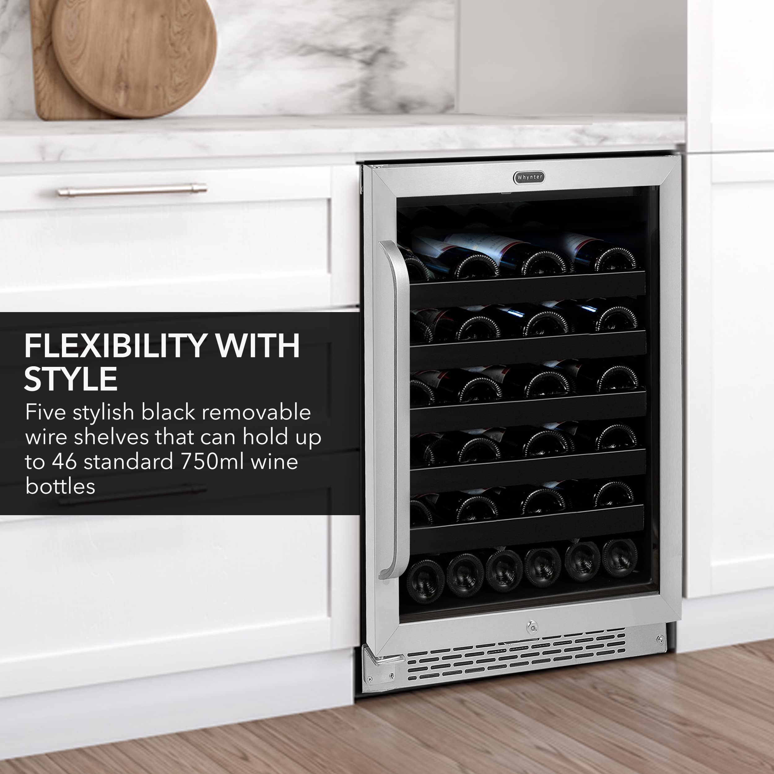 Whynter Bwr-408sb 24 Inch Built-In 46 Bottle Undercounter Stainless Steel Wine Refrigerator With Reversible Door, Digital Control And Lock on Fridge.com - View 3