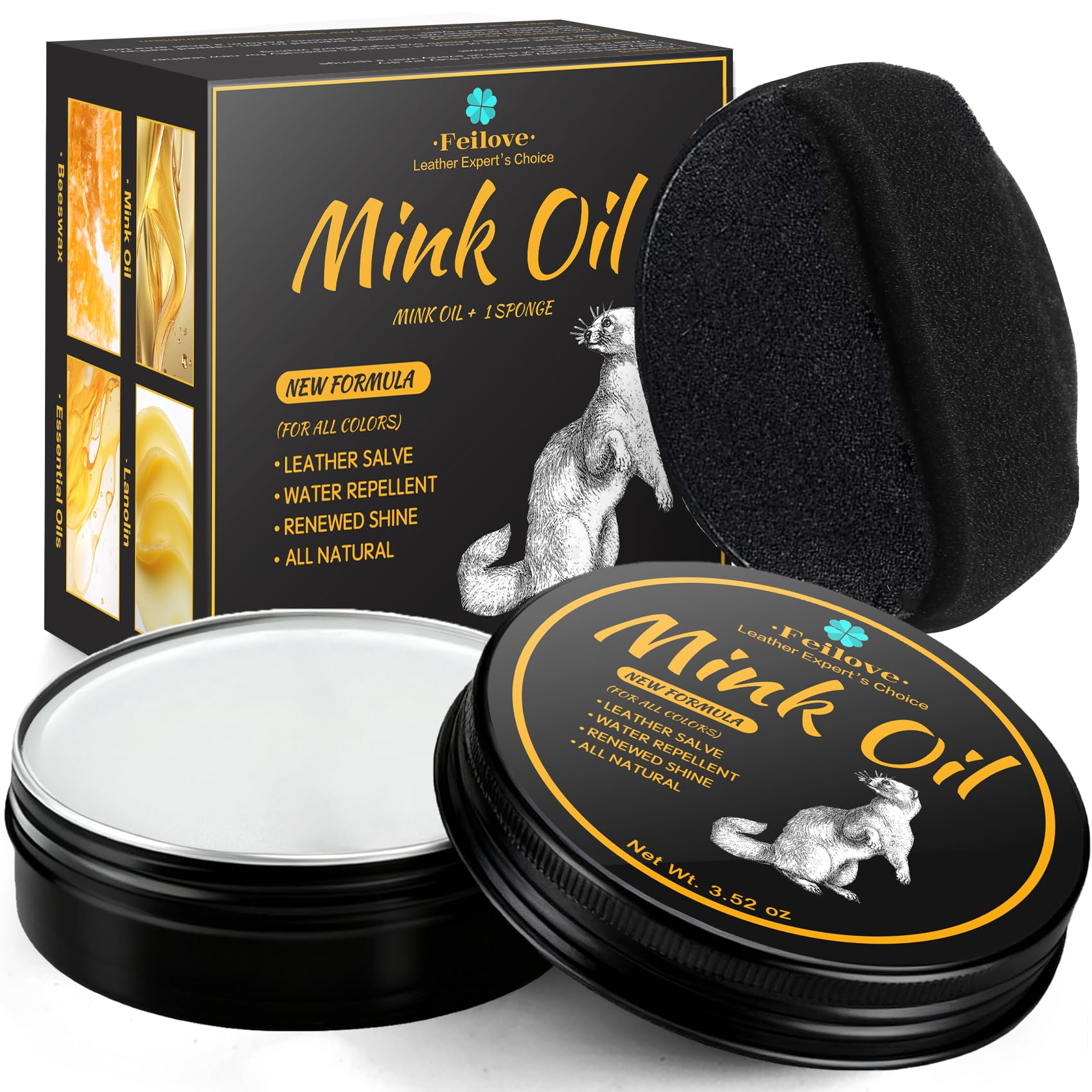 Feilove 2-in-1 Mink Oil Leather Cleaner and Conditioner 3.52 oz