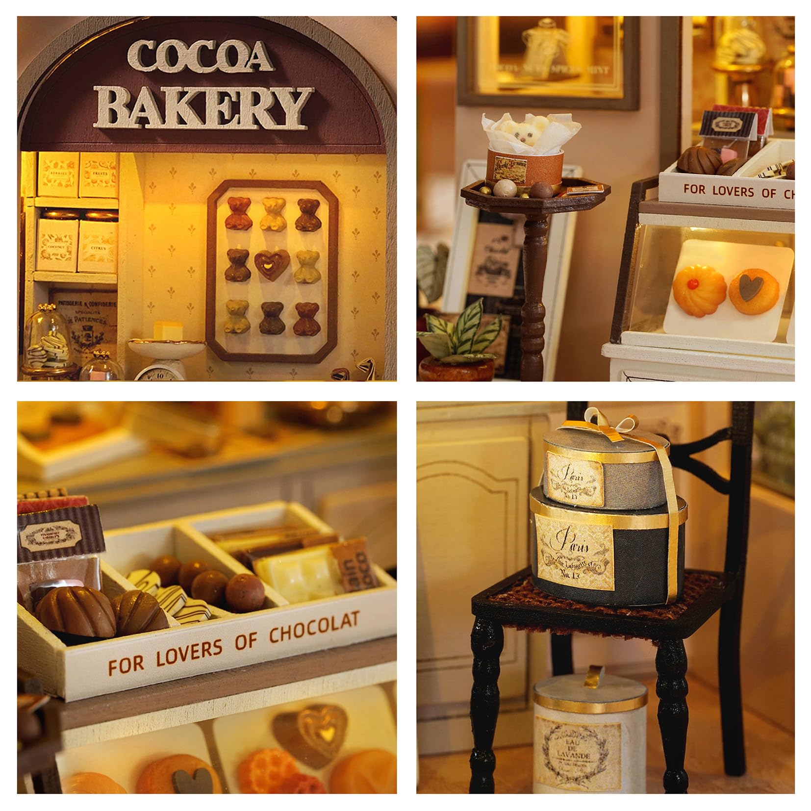 CUTEROOM Zestaw do samodzielnego montażu miniaturowego modelu z drewna – zestaw do budowy miniaturowej piekarni, idealny jako dekoracja domu, miniaturowy zestaw do budowy domu (Leisurely Bakery)