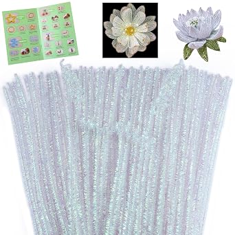 Giwrmu 100 Pcs Pipe Cleaners Bulk, Glitter White Pipe Cleaners Craft