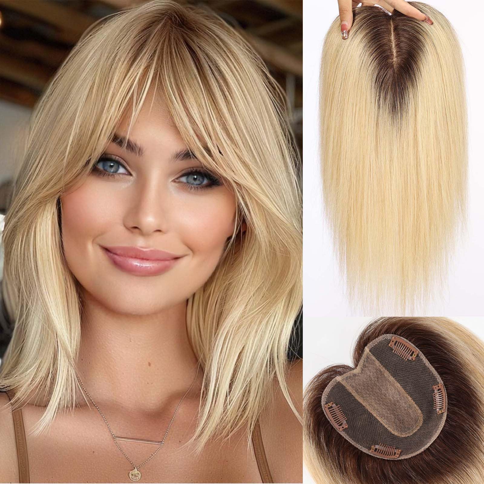 5x5 Silk Base Human Hair Topper 60g for Thinning Hair Volume Boost Amazon.com : starluck 5x5 inch Lage Silk Base 14 Inch Real  main image 4