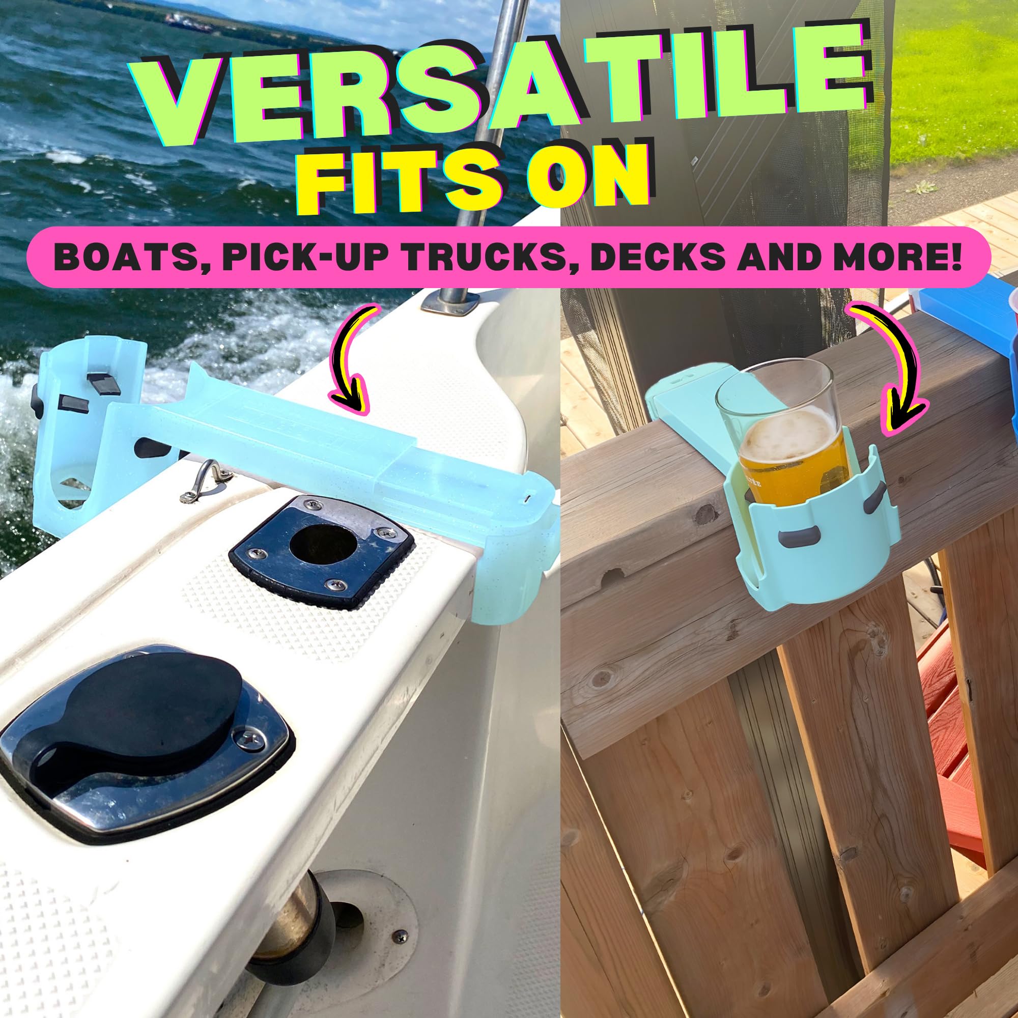 Poolside Becherhalter für oberirdische Pools, Seeglass Blue, nur für quadratische Pools, Nicht kompatibel mit runden oberen Bars. Verstellbarer Getränkehalter, Verwendung auf Boot, Deckrampe, Pick-up