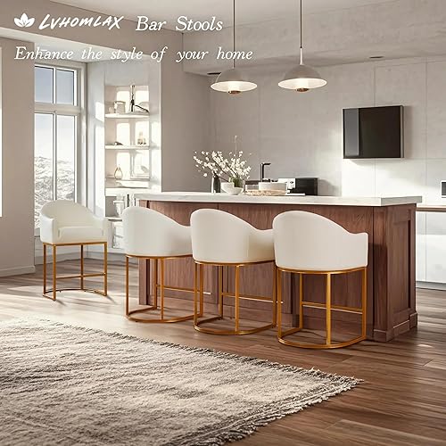 Miniatura 2 de Juego de 2 taburetes de bar de altura de mostrador, modernos taburetes de bar tapizados de piel sintética con respaldo, sillas de isla de cocina de