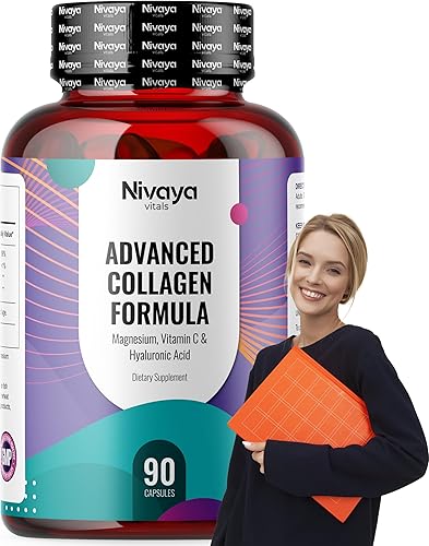 Suplementos de colágeno para mujeres, magnesio, vitamina C, ácido hialurónico, apto para dieta cetogénica, cabello, piel, uñas, apoyo articular (90